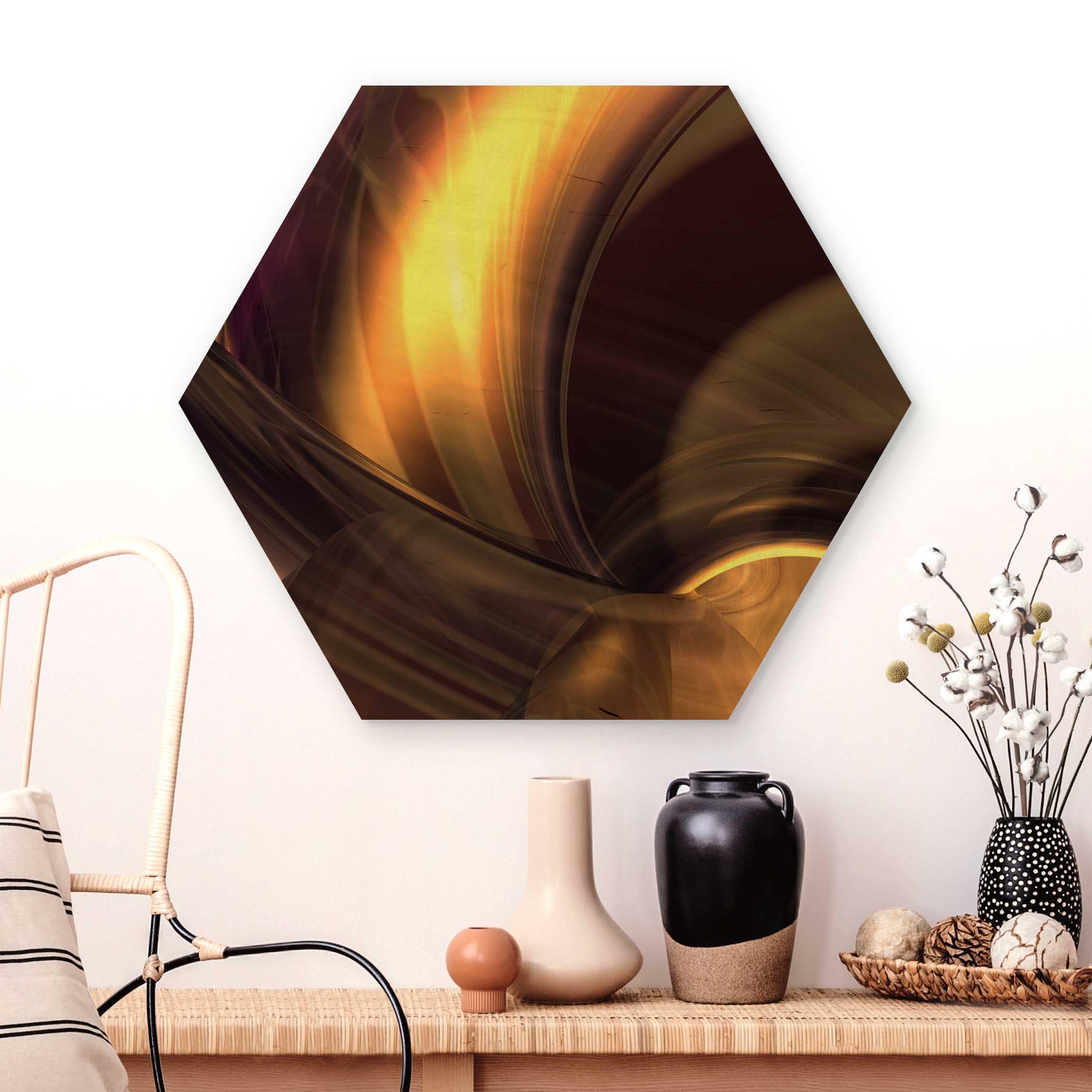 Hexagon-Holzbild Enchanted Fire