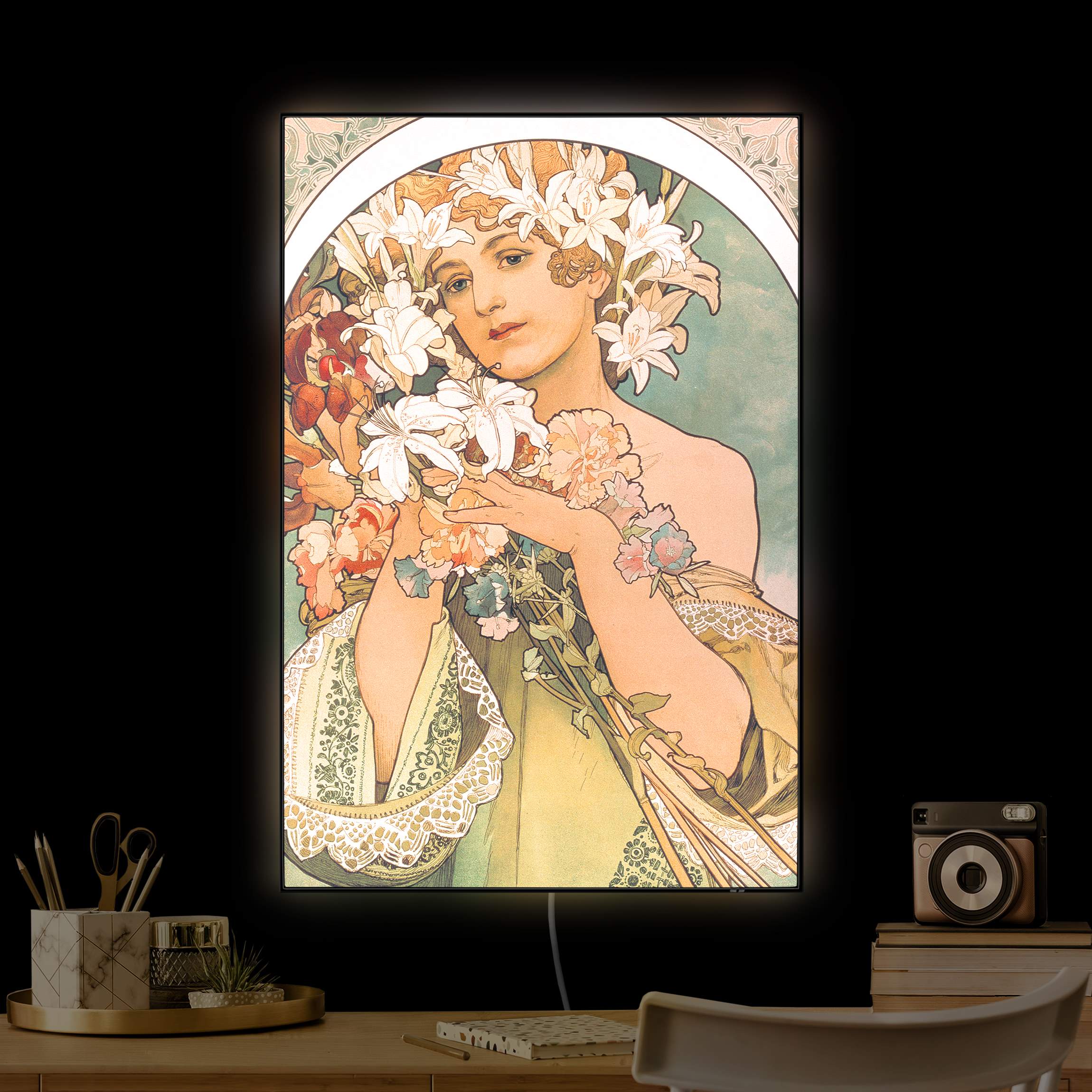 LED-Wechselbild Alfons Mucha - Blume