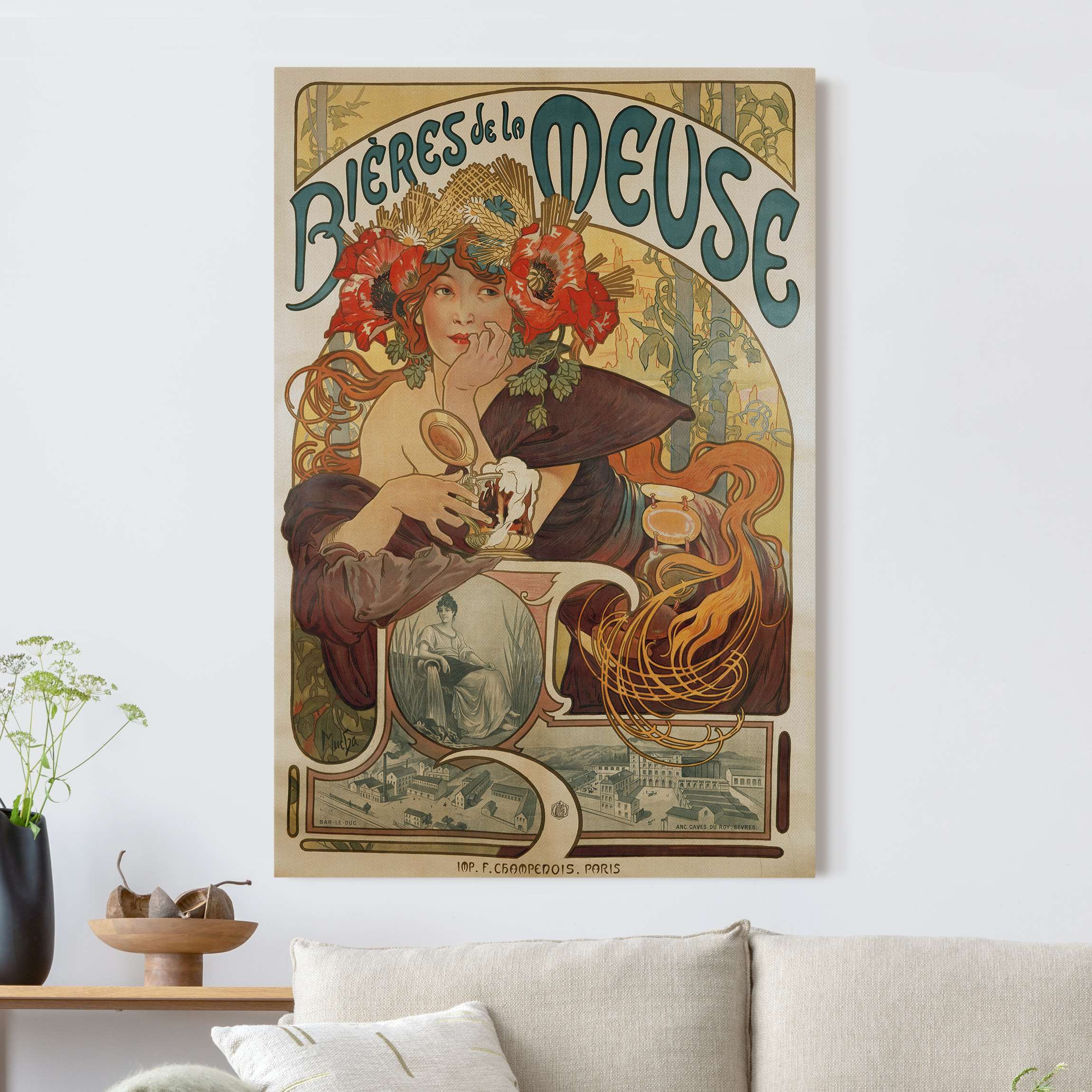 Akustikbild Alfons Mucha - Plakat für La Meuse Bier