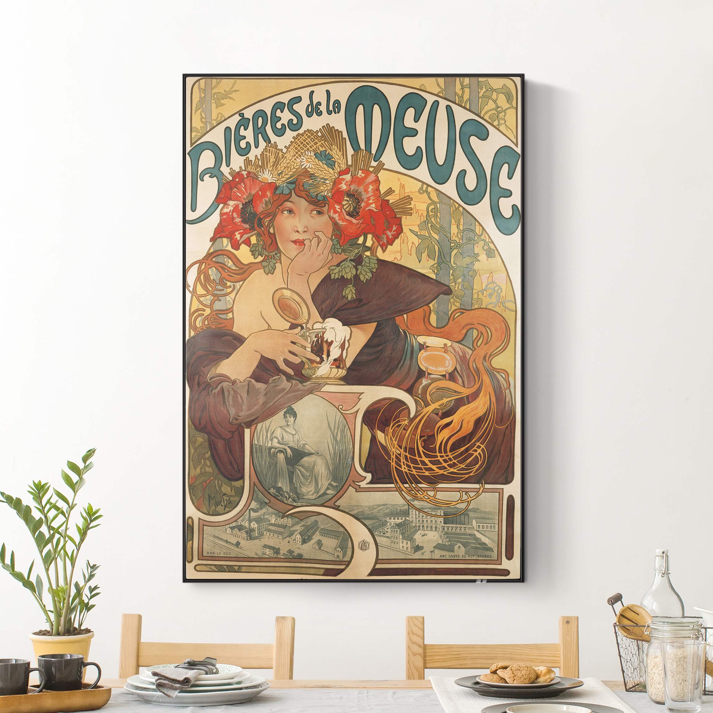 Akustik-Wechselbild Alfons Mucha - Plakat für La Meuse Bier