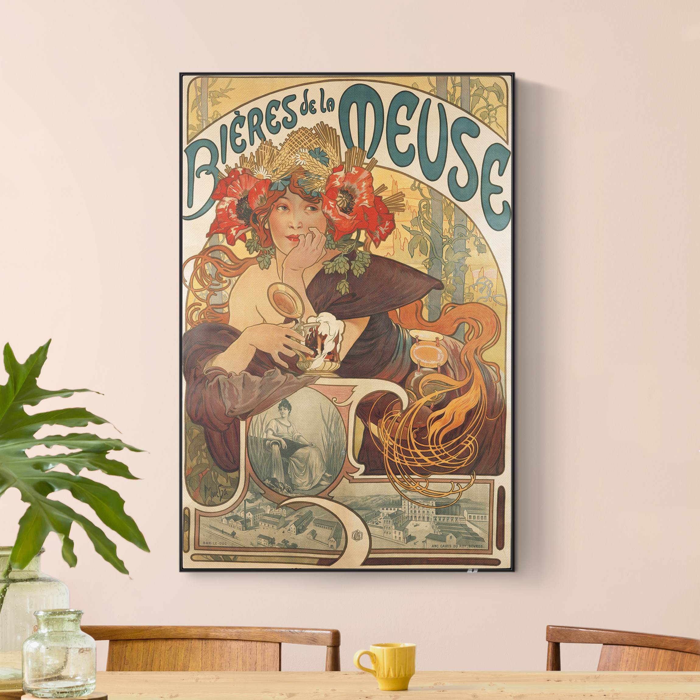 Akustik-Wechselbild Alfons Mucha - Plakat für La Meuse Bier
