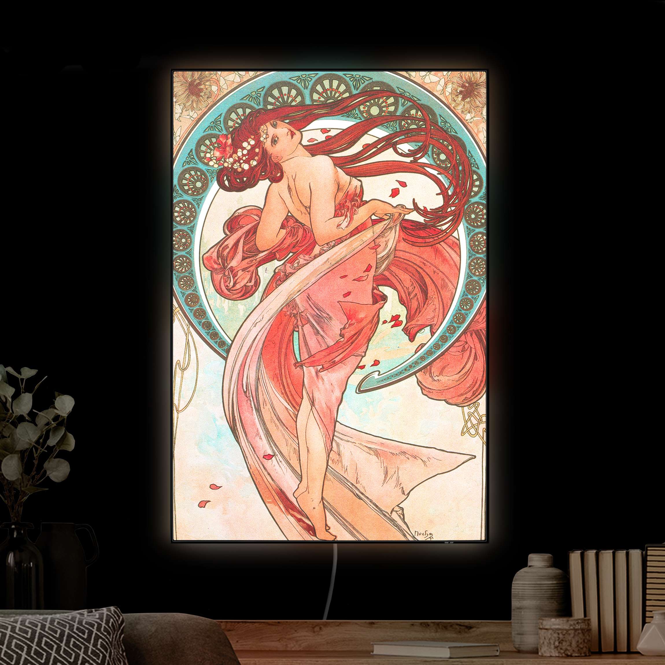LED-Wechselbild Alfons Mucha - Vier Künste - Der Tanz