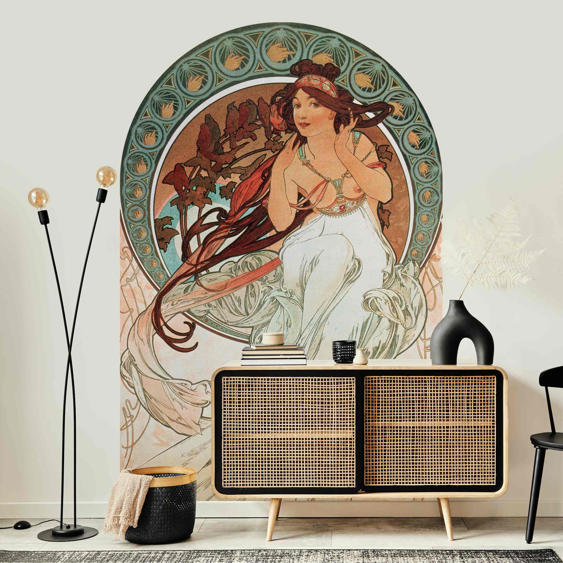Rundbogen Tapete Alfons Mucha - Vier Künste - Die Musik