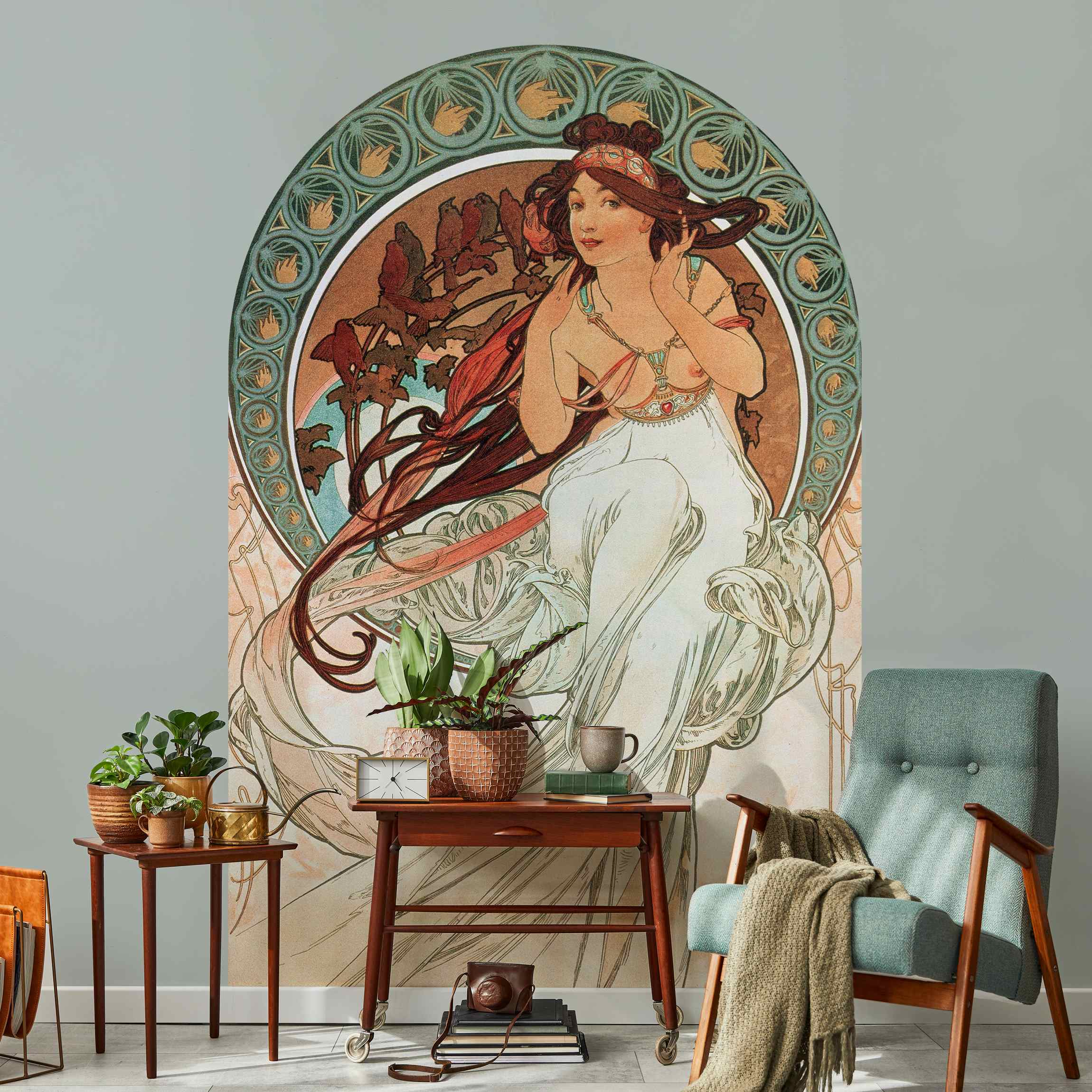 Rundbogen Tapete Alfons Mucha - Vier Künste - Die Musik