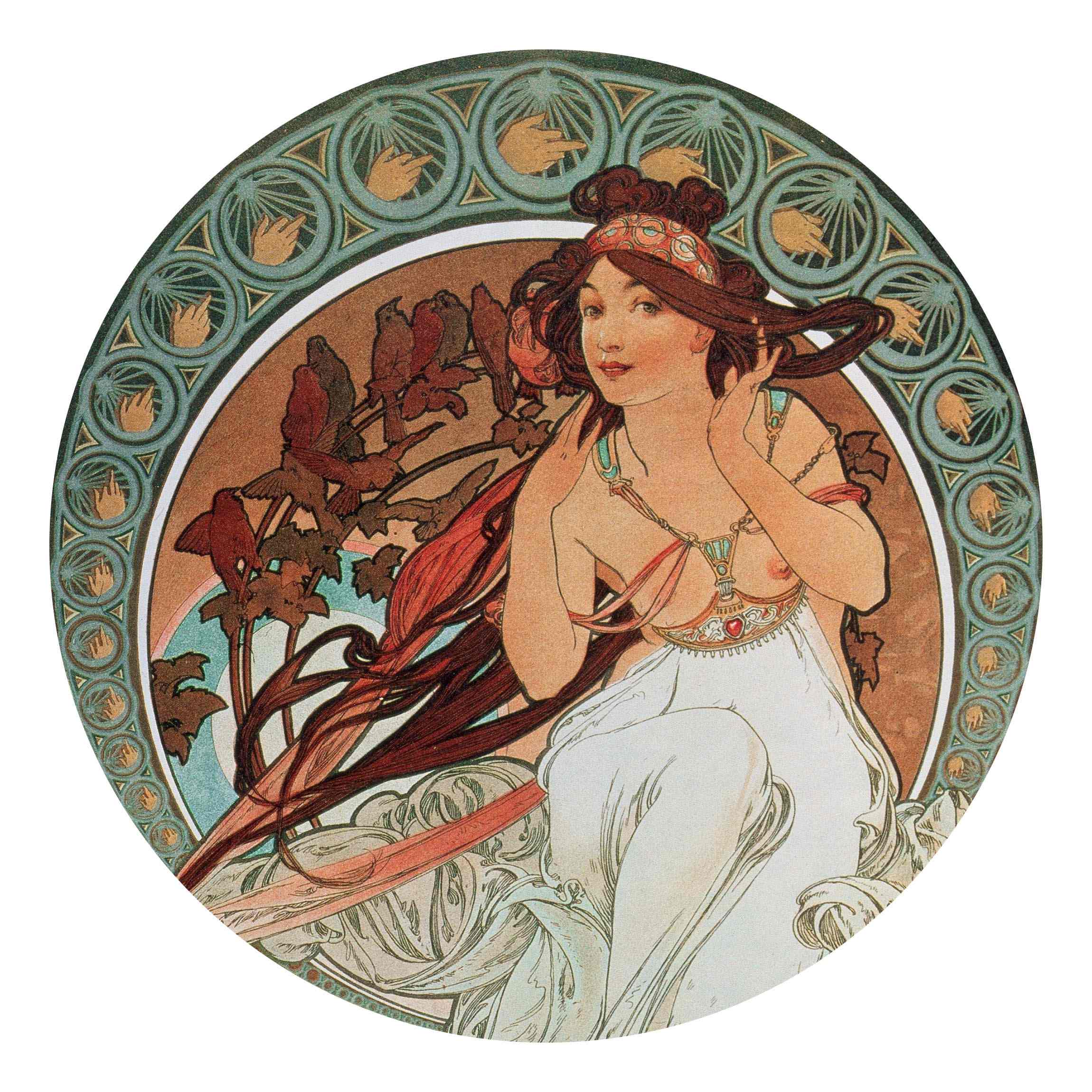 Runde Fototapete selbstklebend Alfons Mucha - Vier Künste - Die Musik