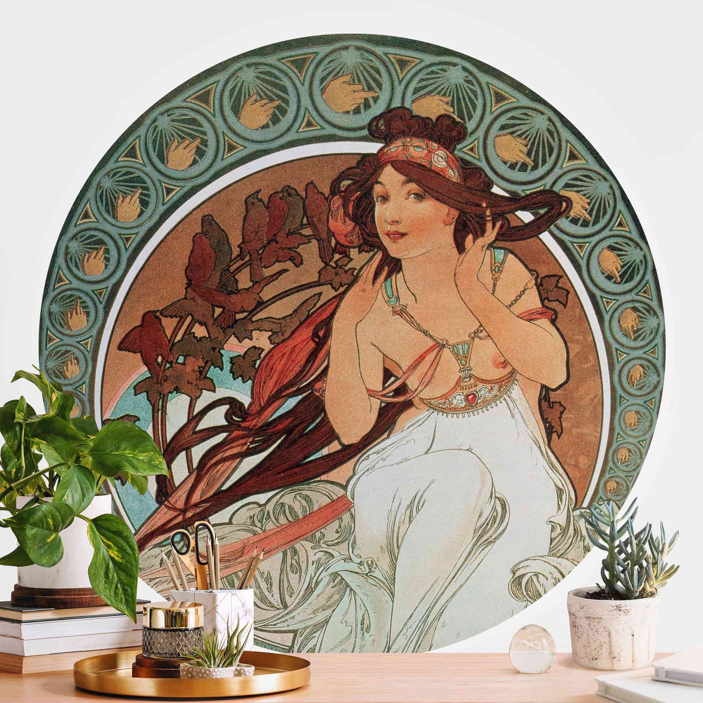 Runde Fototapete selbstklebend Alfons Mucha - Vier Künste - Die Musik