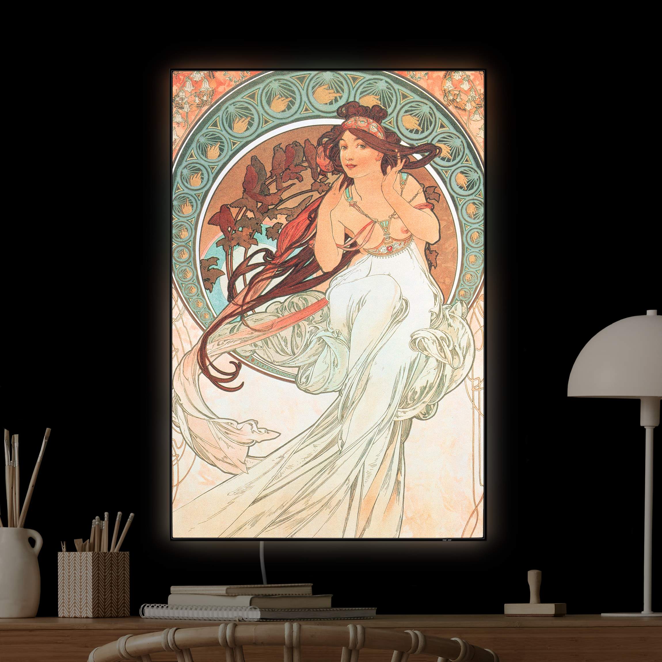 LED-Wechselbild Alfons Mucha - Vier Künste - Die Musik