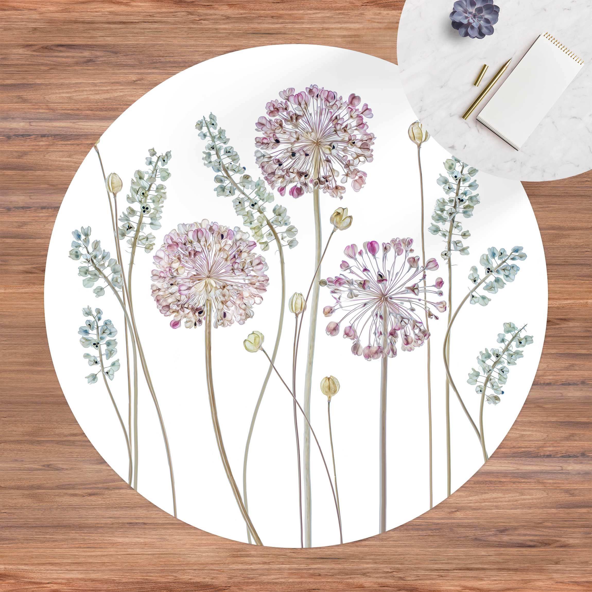 Runder Vinyl-Teppich Allium Illustration
