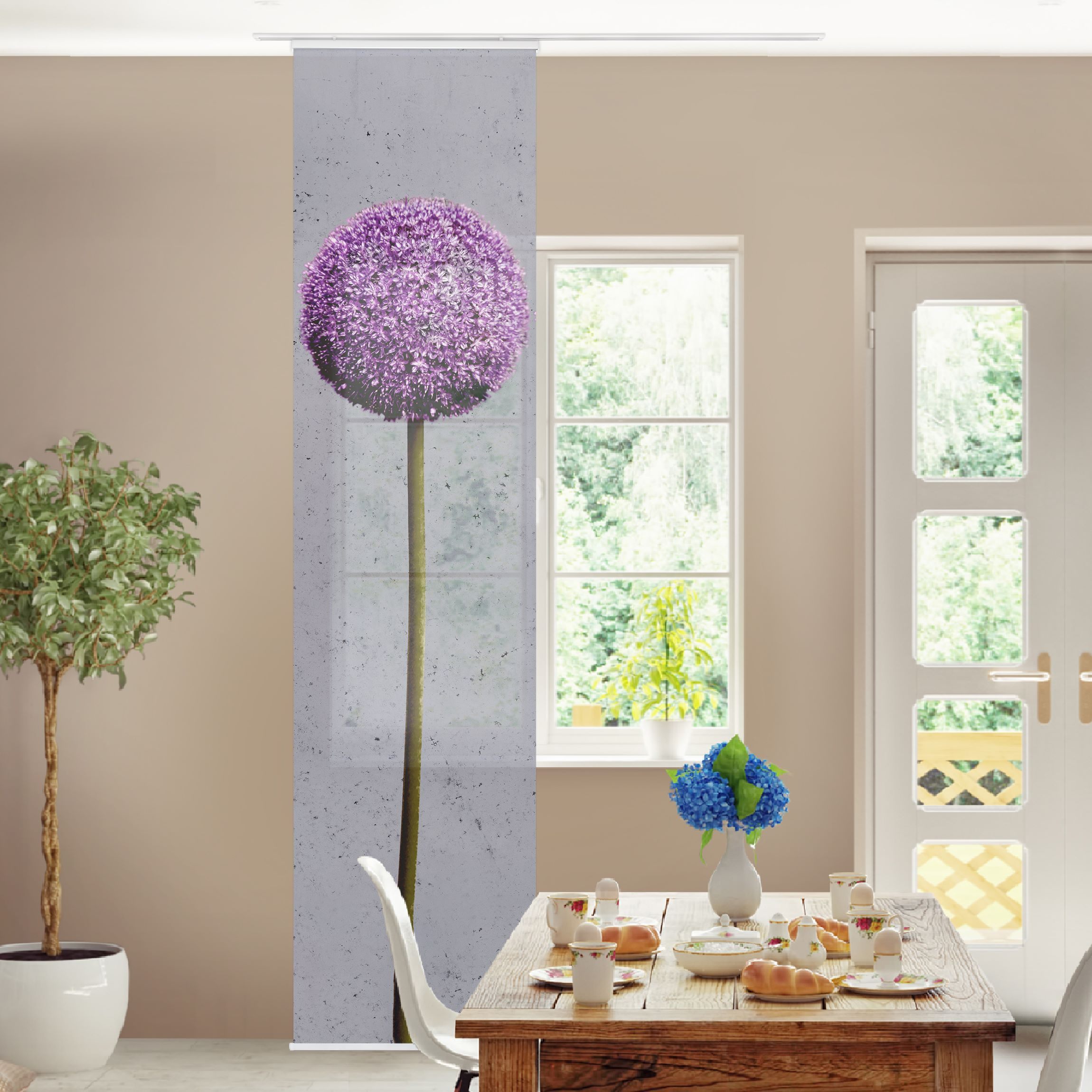 Schiebegardine Set Allium Kugel-Blüten