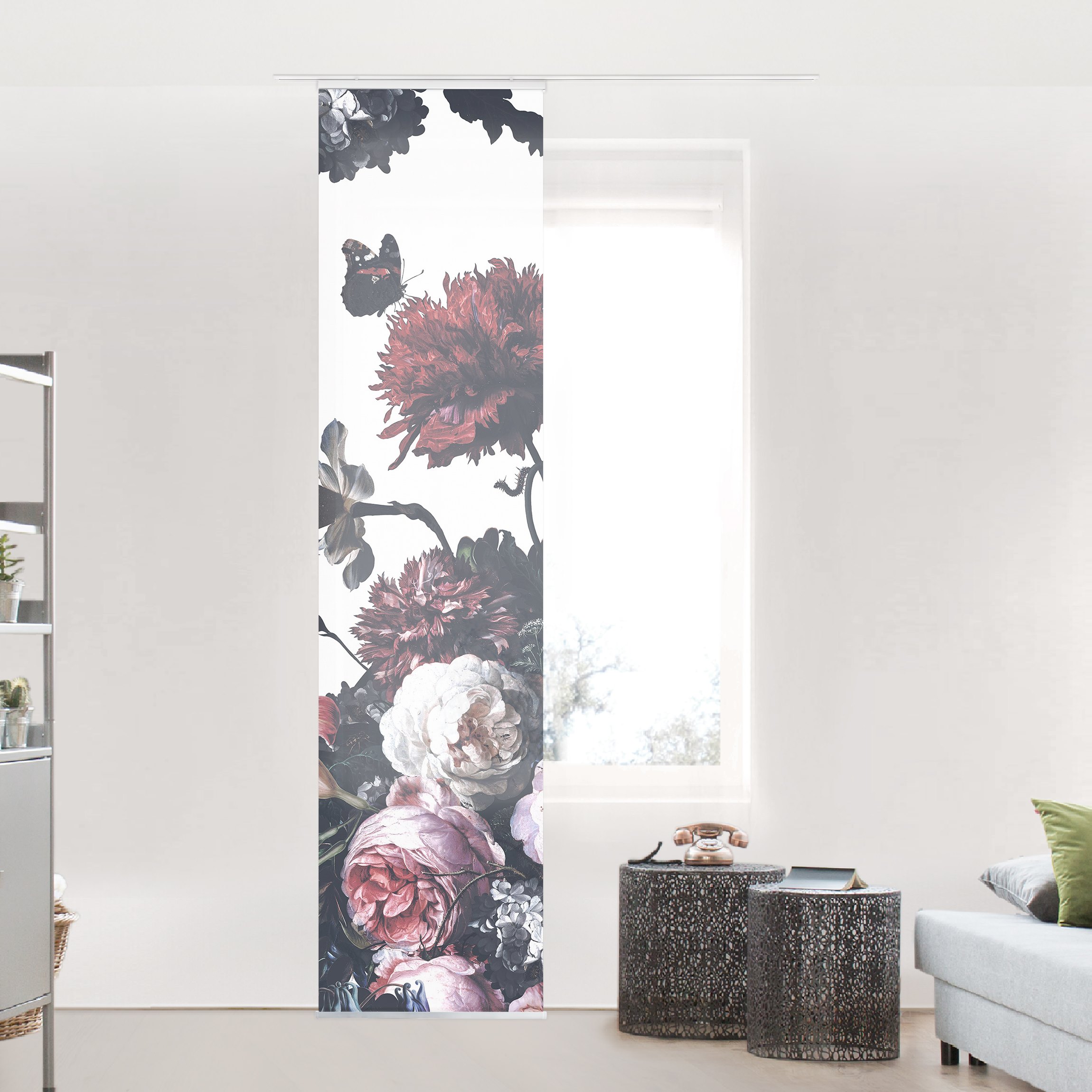 Schiebegardine Altmeisterlicher Blumenrausch mit Rosen Bouquet