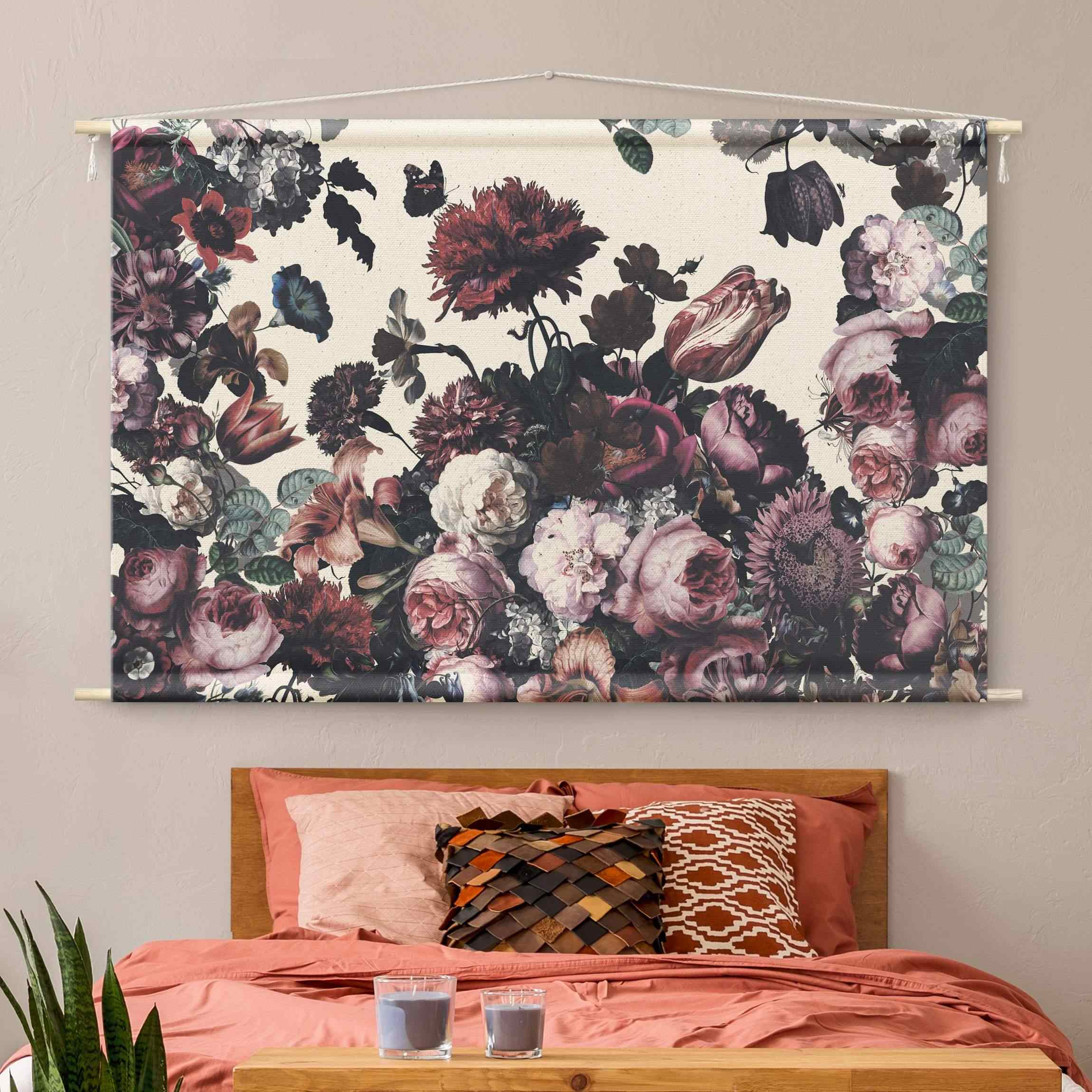 Wandteppich Altmeisterlicher Blumenrausch mit Rosen Bouquet