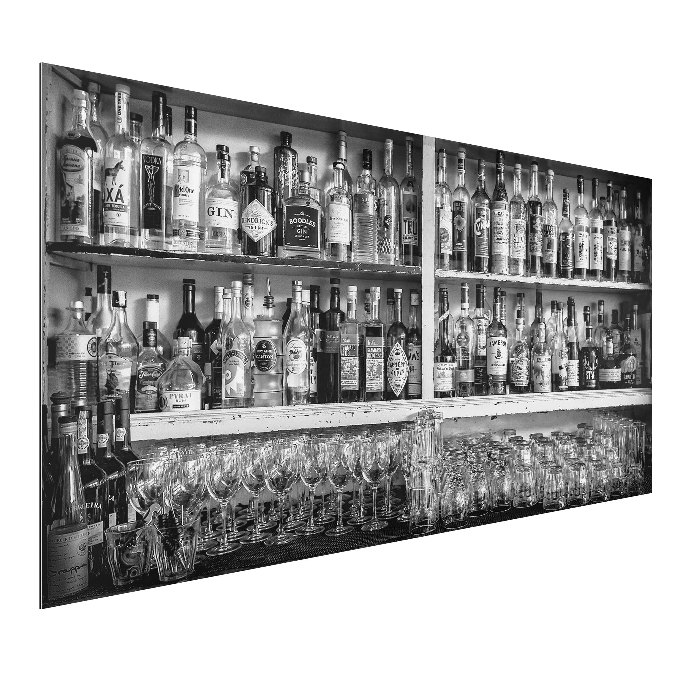 Alu-Dibond Outdoor Bild Bar Schwarz Weiß