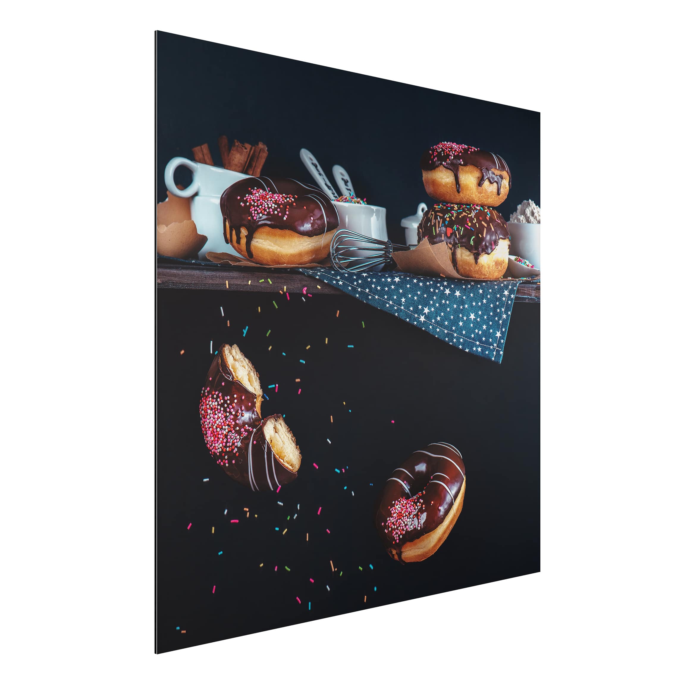 Alu-Dibond Outdoor Bild Donuts vom Küchenregal