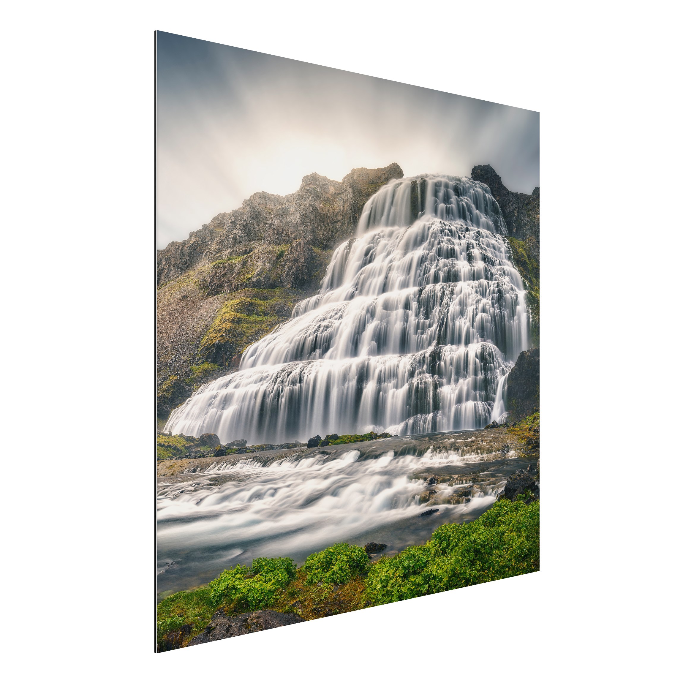 Alu-Dibond Outdoor Bild Dynjandi Wasserfall