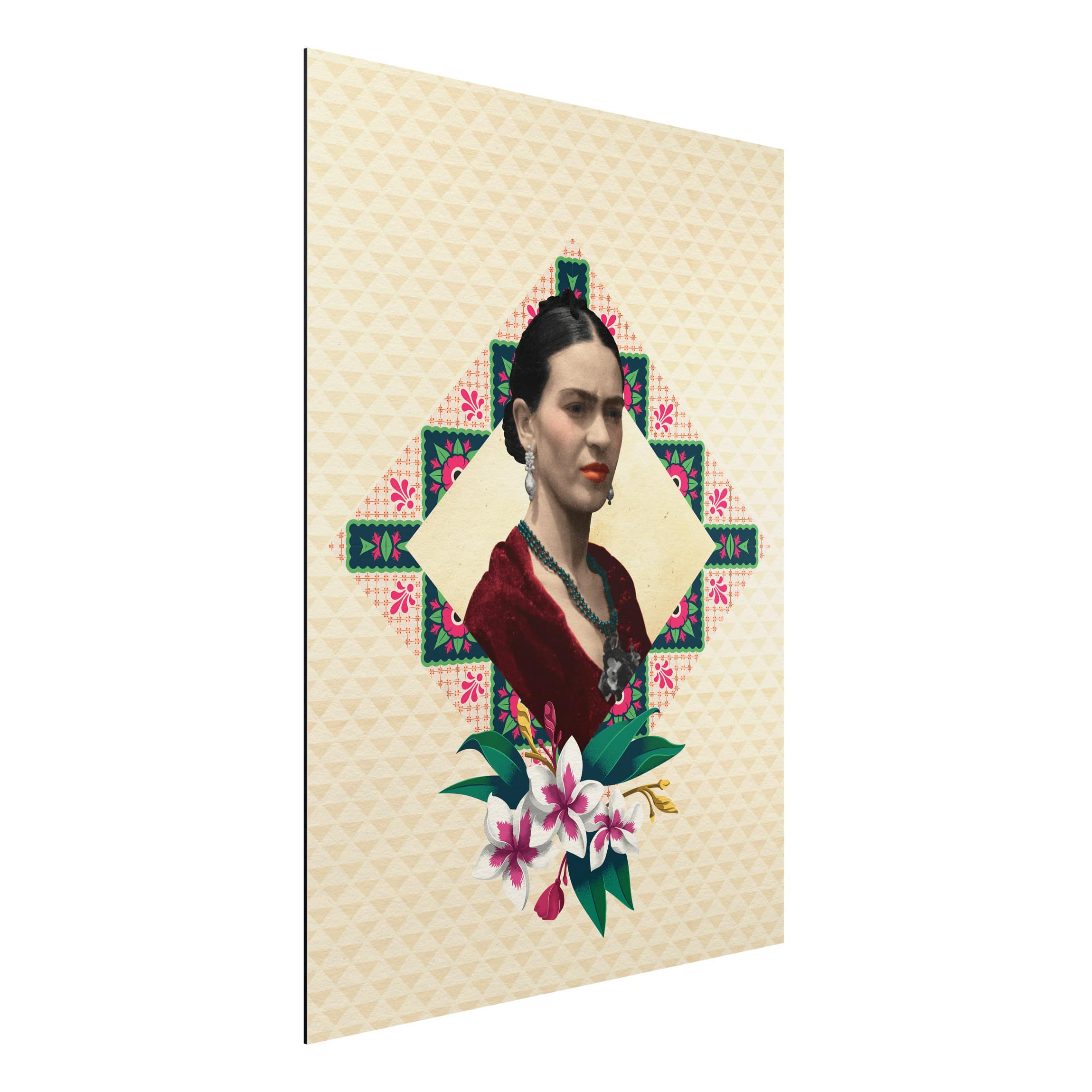 Alu-Dibond Outdoor Bild Frida Kahlo - Blumen und Geometrie