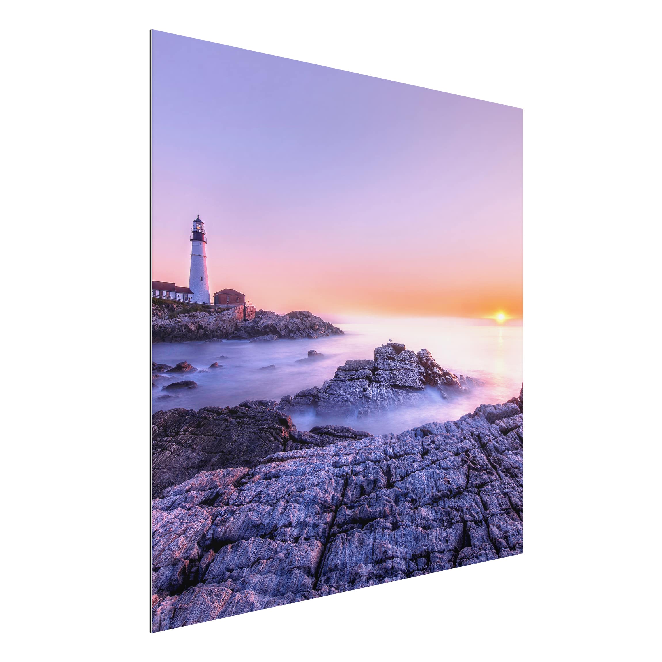 Alu-Dibond Outdoor Bild Leuchtturm am Morgen