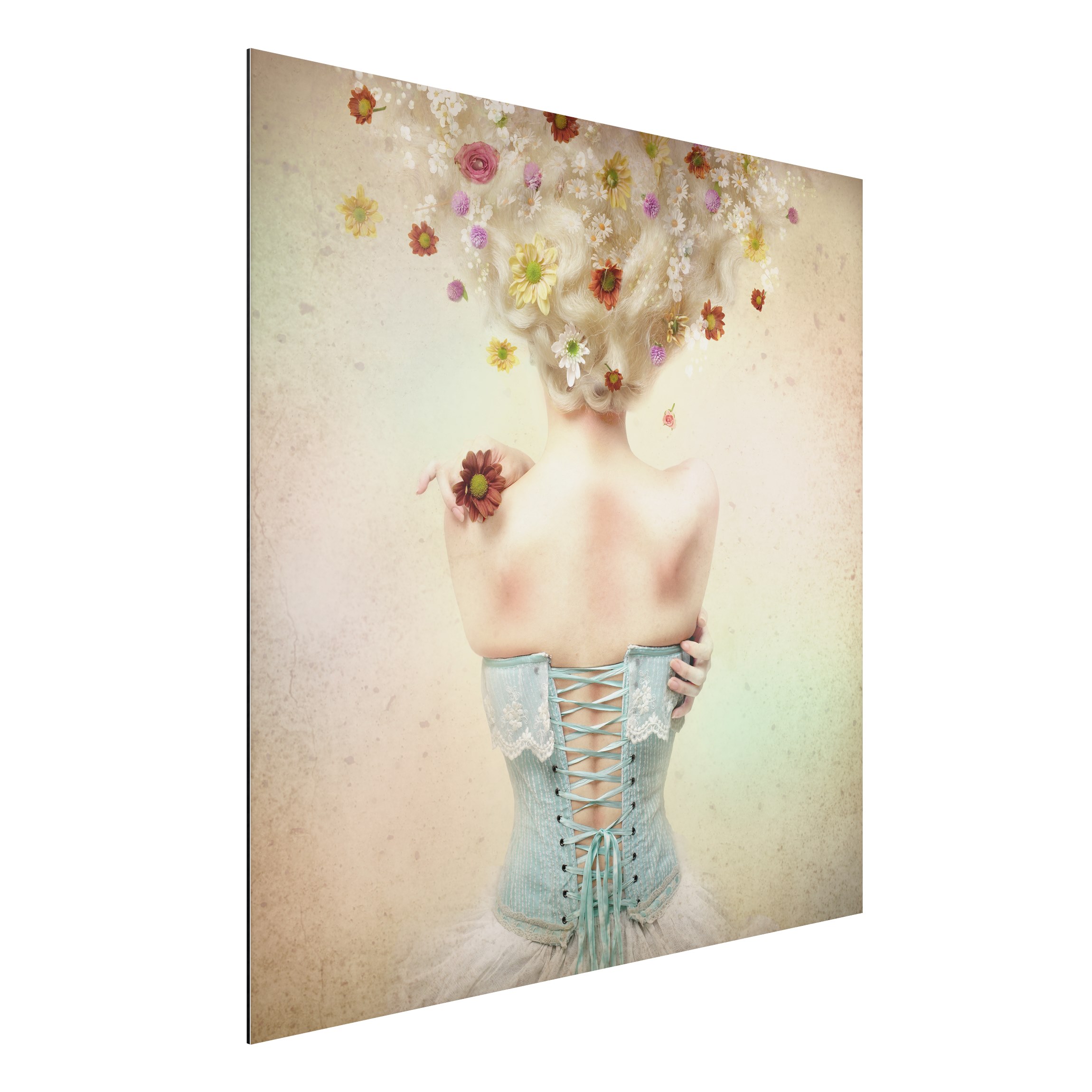 Alu-Dibond Outdoor Bild Mädchen aus dem Blumengarten