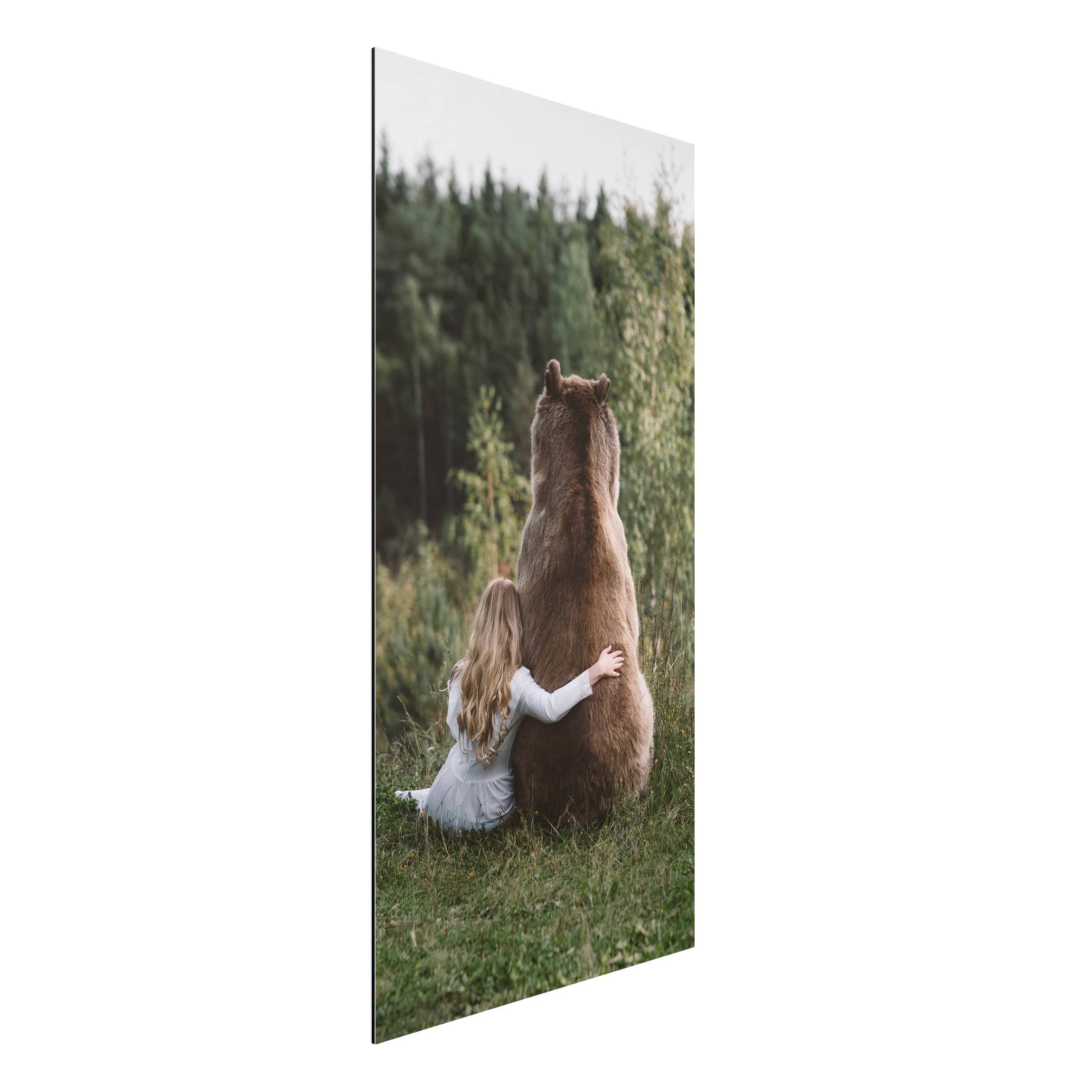 Alu-Dibond Outdoor Bild Mädchen mit Braunbär