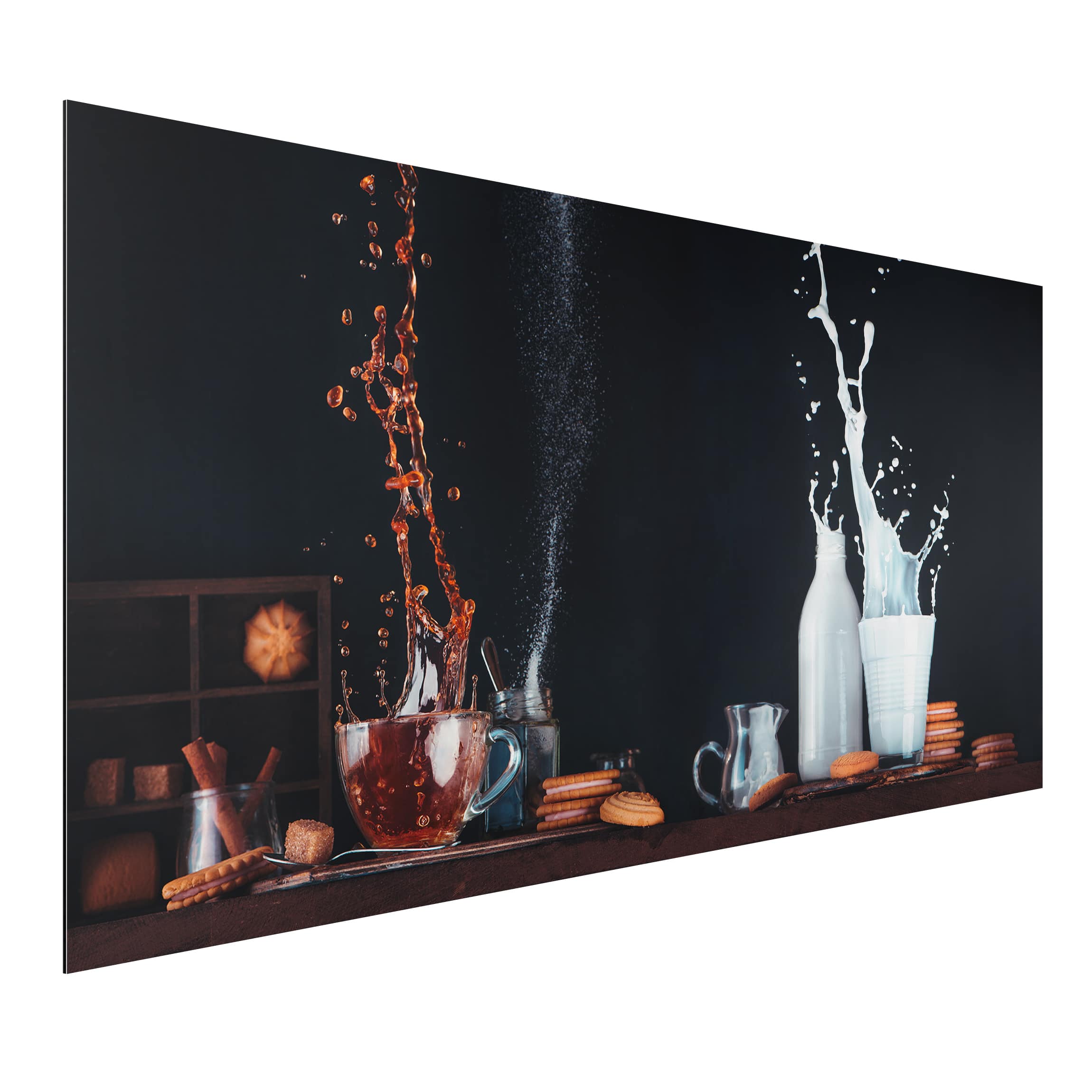 Alu-Dibond Küche Milch und Tee Komposition