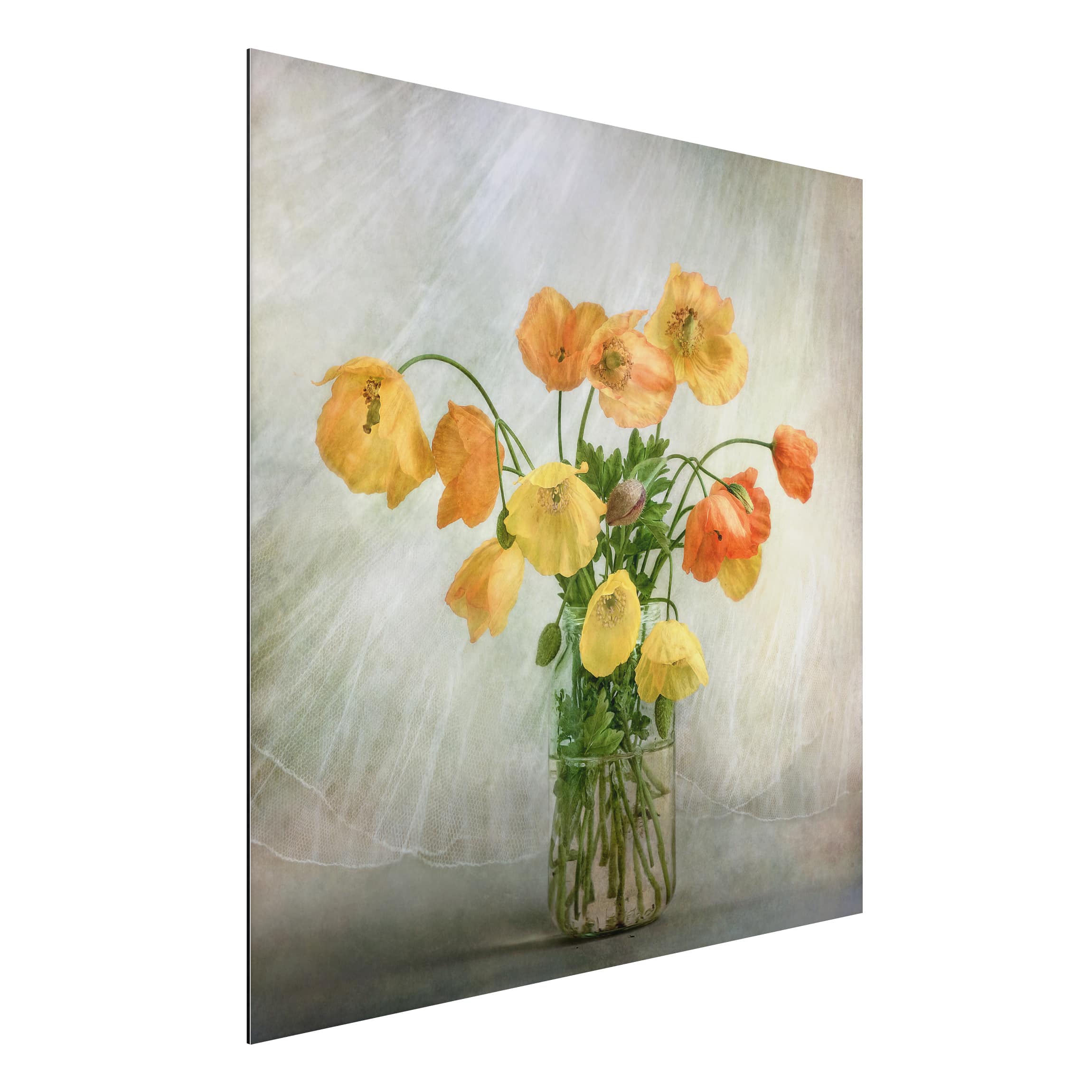Alu-Dibond Outdoor Bild Mohnblumen in einer Vase