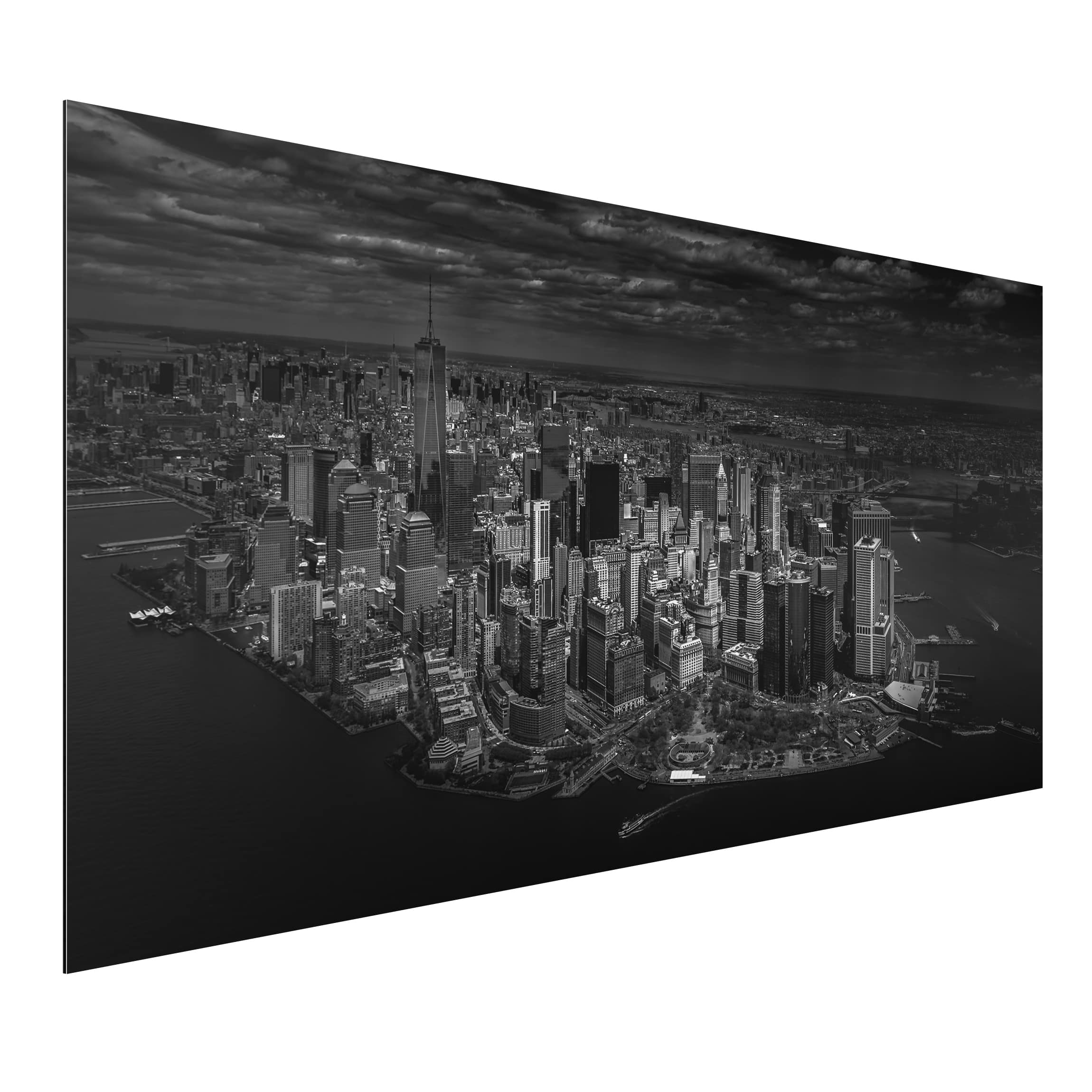 Alu-Dibond Schwarz-Weiß New York - Manhattan aus der Luft