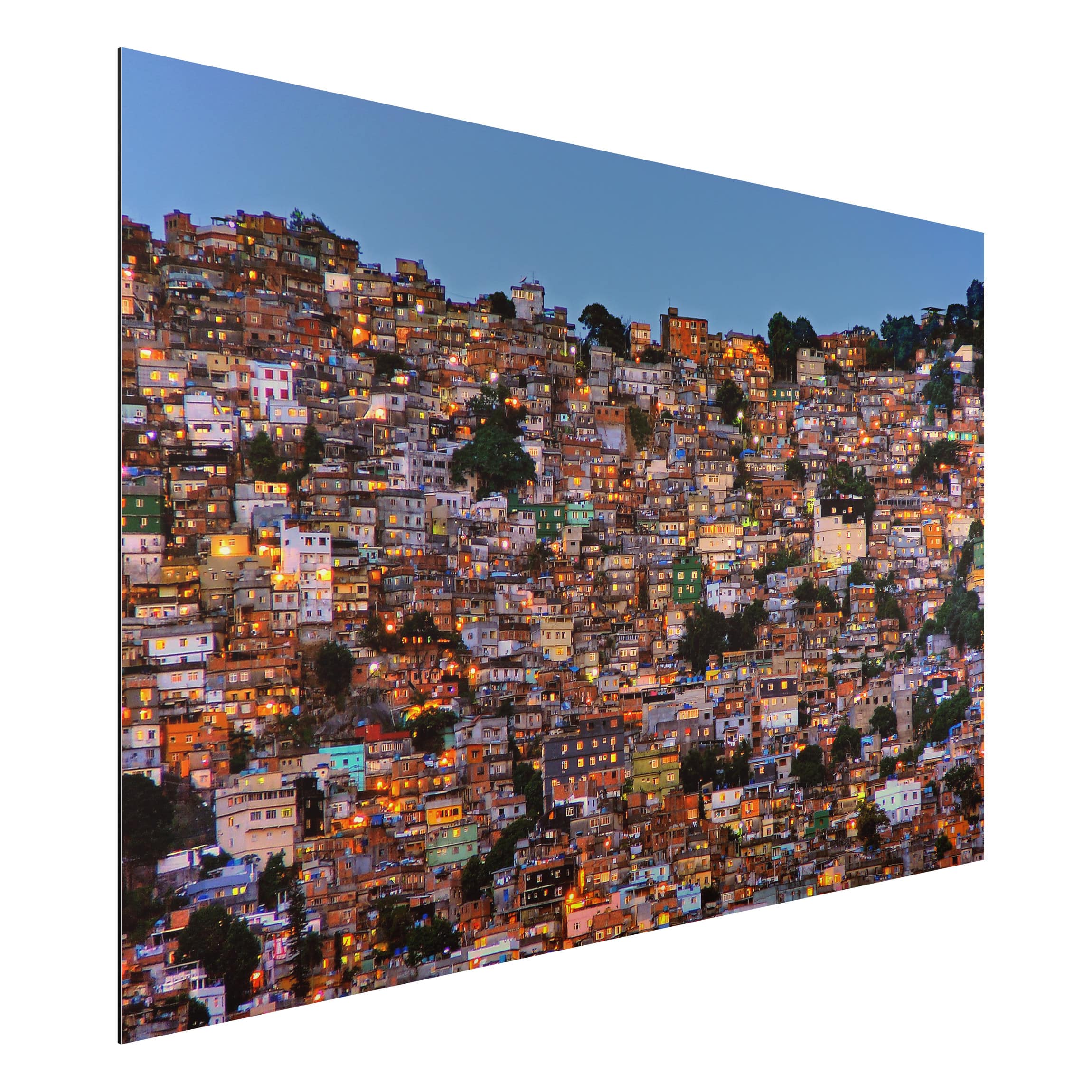 Alu-Dibond Outdoor Bild Rio de Janeiro Favela Sonnenuntergang