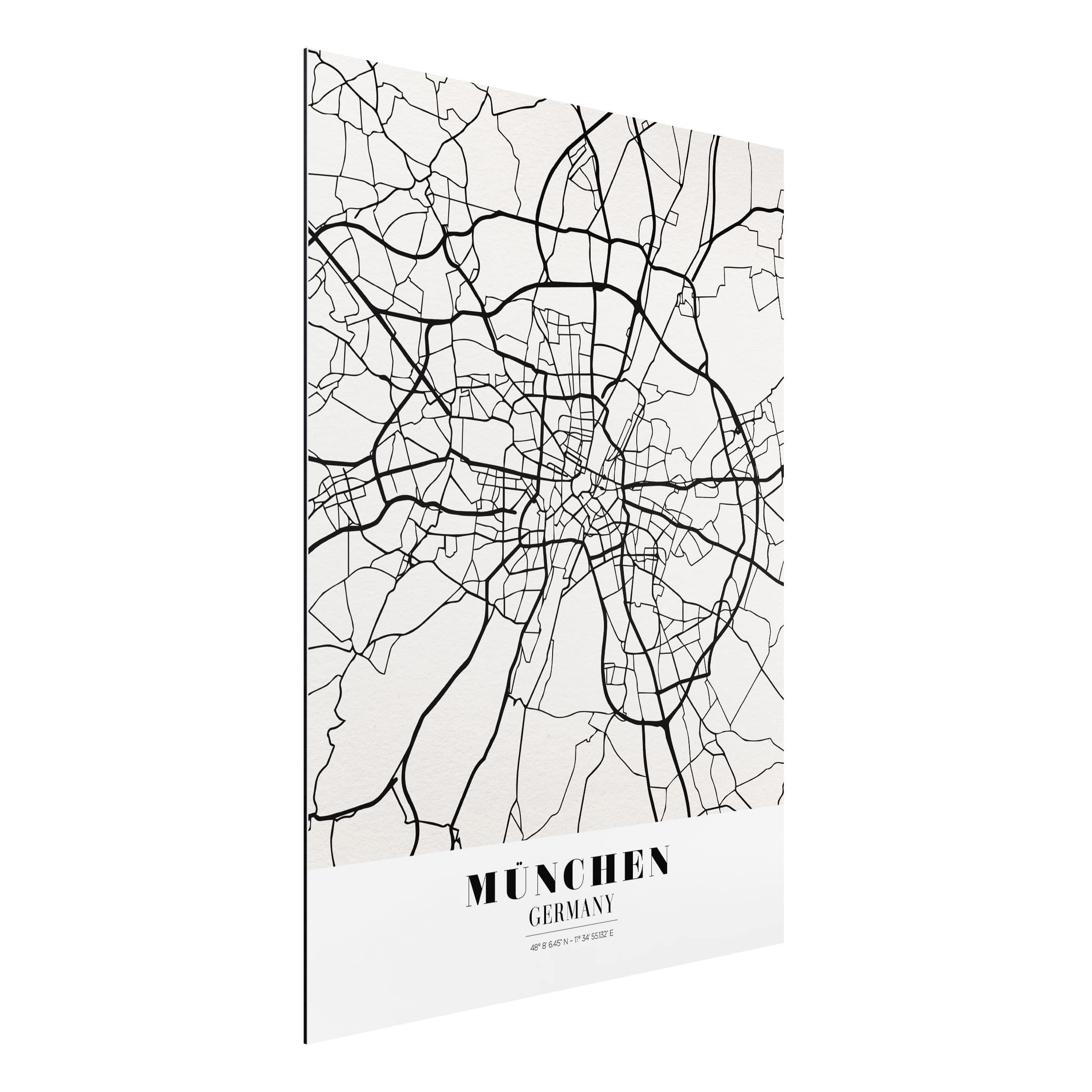 Alu-Dibond Sprüche Stadtplan München - Klassik