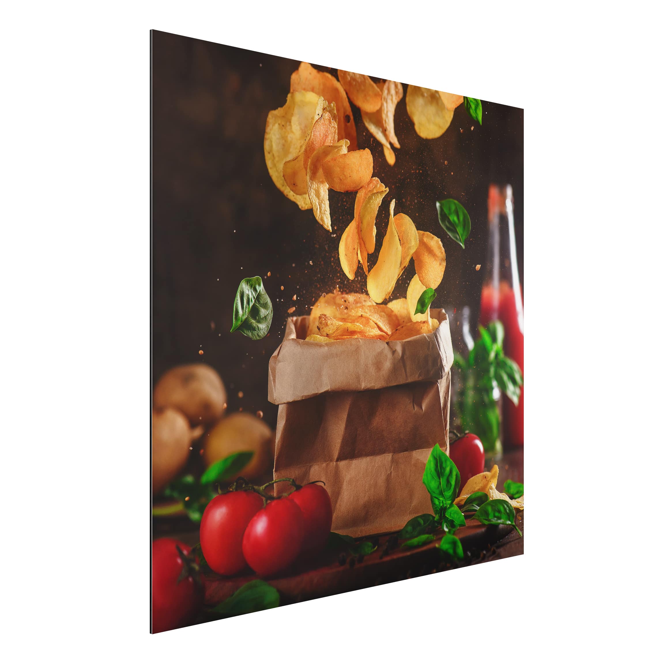 Alu-Dibond Küche Tomate-Basilikum-Snack