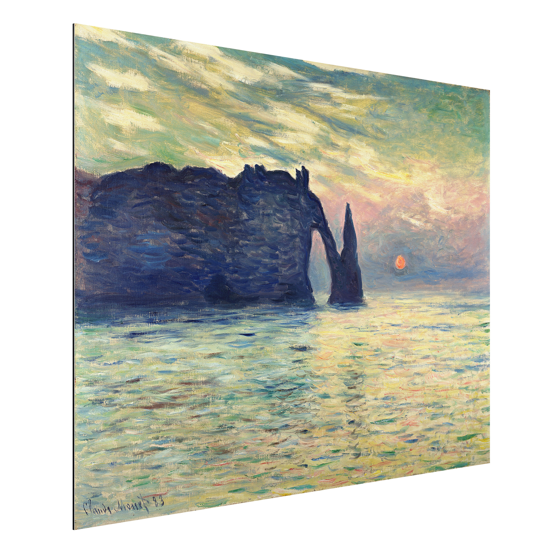 Alu-Dibond Outdoor Bild Claude Monet - Felsen Sonnenuntergang