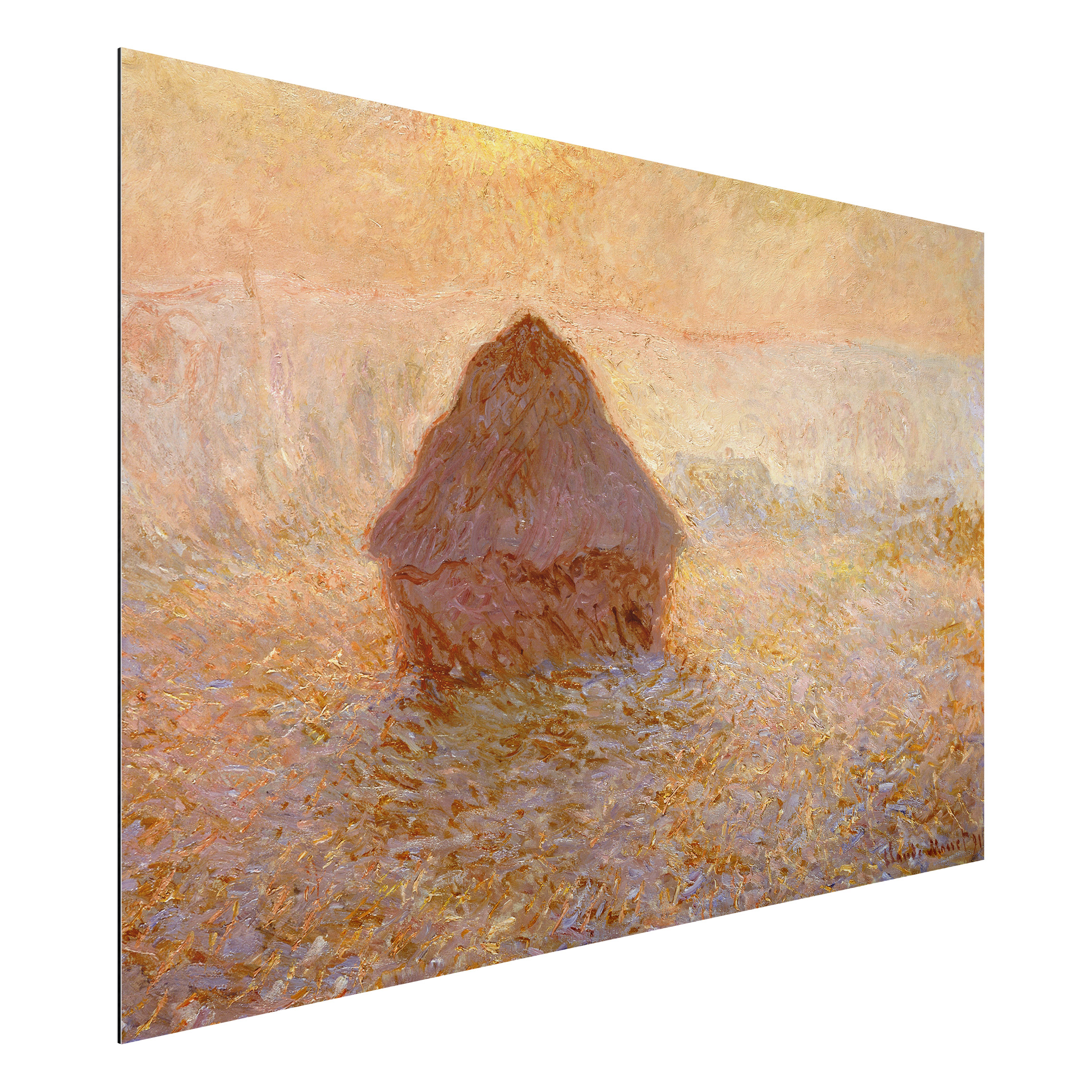 Alu-Dibond Outdoor Bild Claude Monet - Heuhaufen im Nebel
