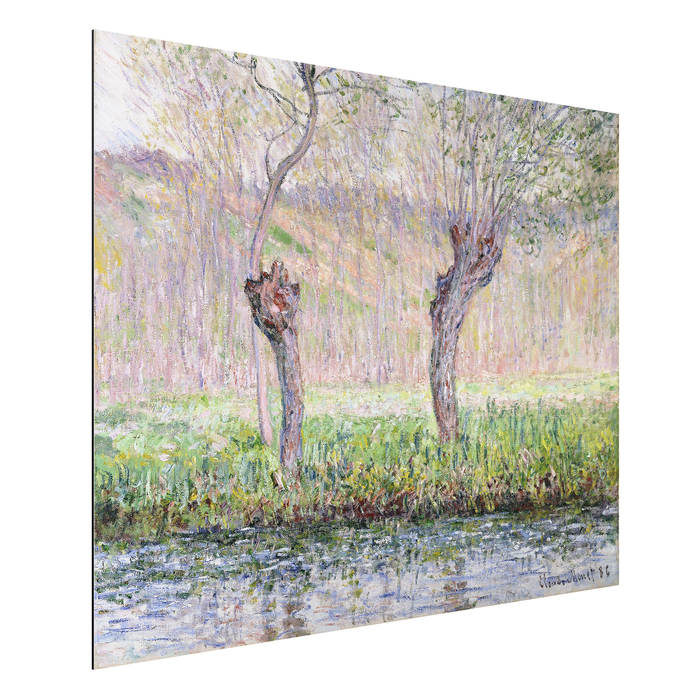 Alu-Dibond Outdoor Bild Claude Monet - Weidenbäume Frühling