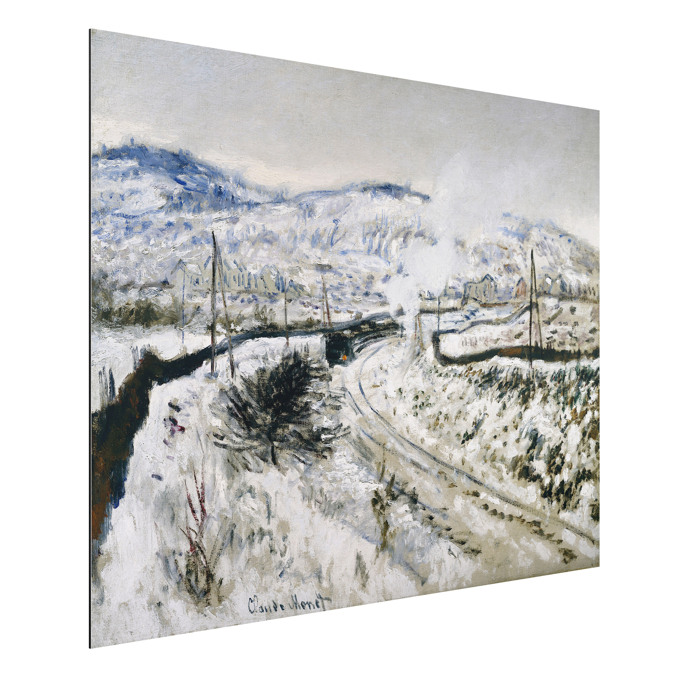 Alu-Dibond Outdoor Bild Claude Monet - Zug im Schnee