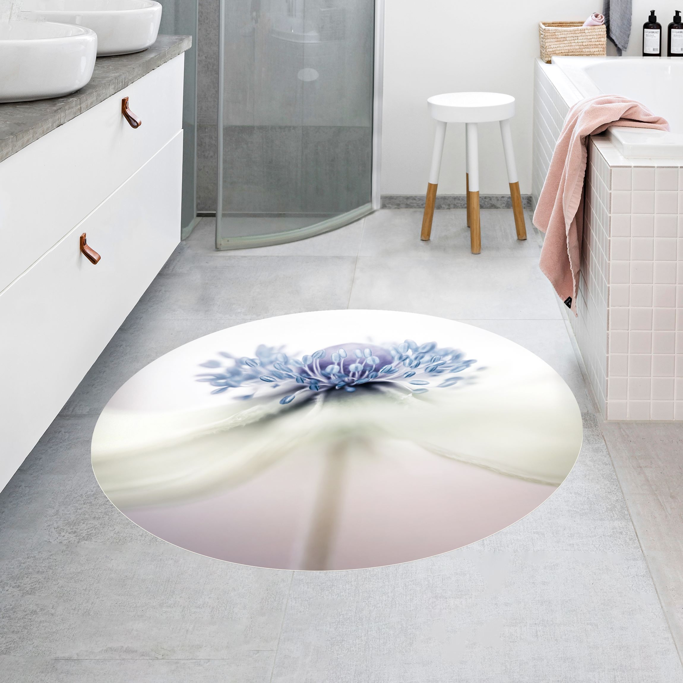 Runder Vinyl-Teppich Anemone in Violett