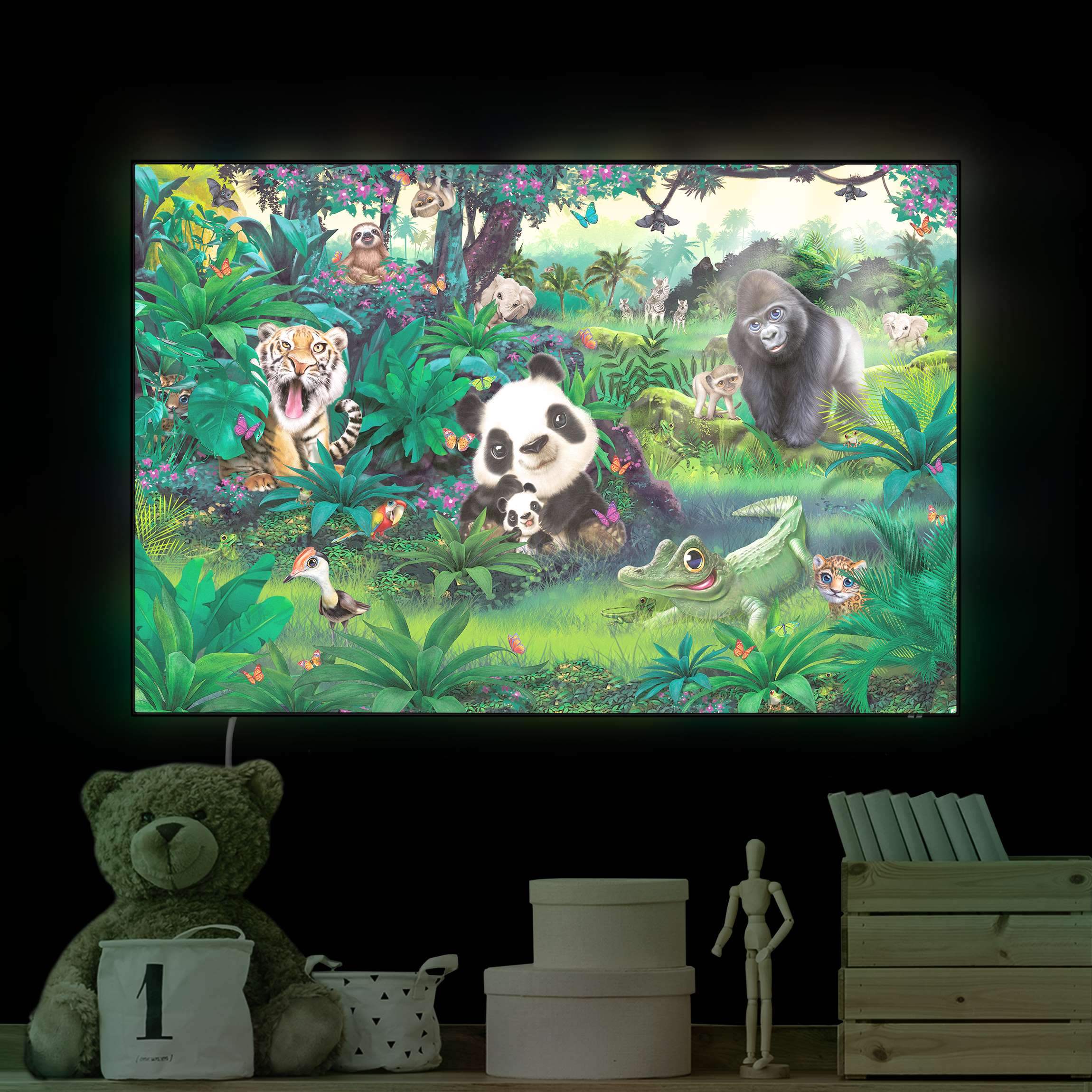 LED-Wechselbild Animal Club International - Dschungel mit Tieren