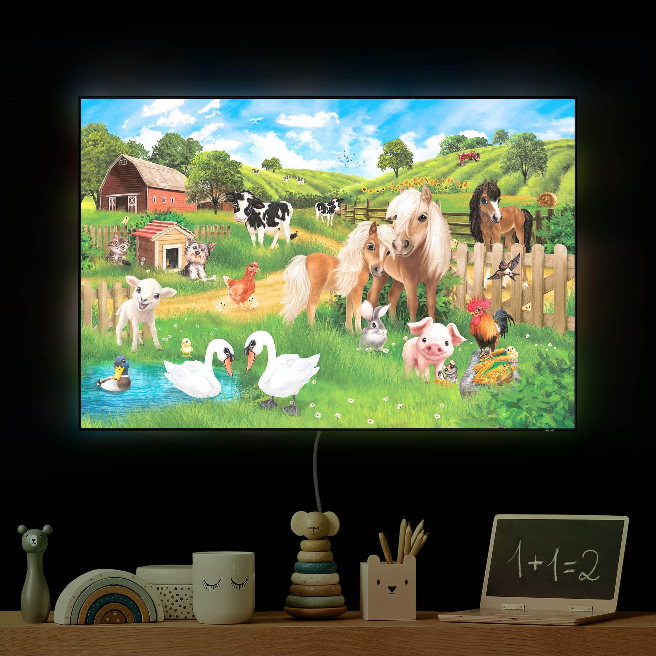 LED-Wechselbild Animal Club International - Tiere auf dem Bauernhof