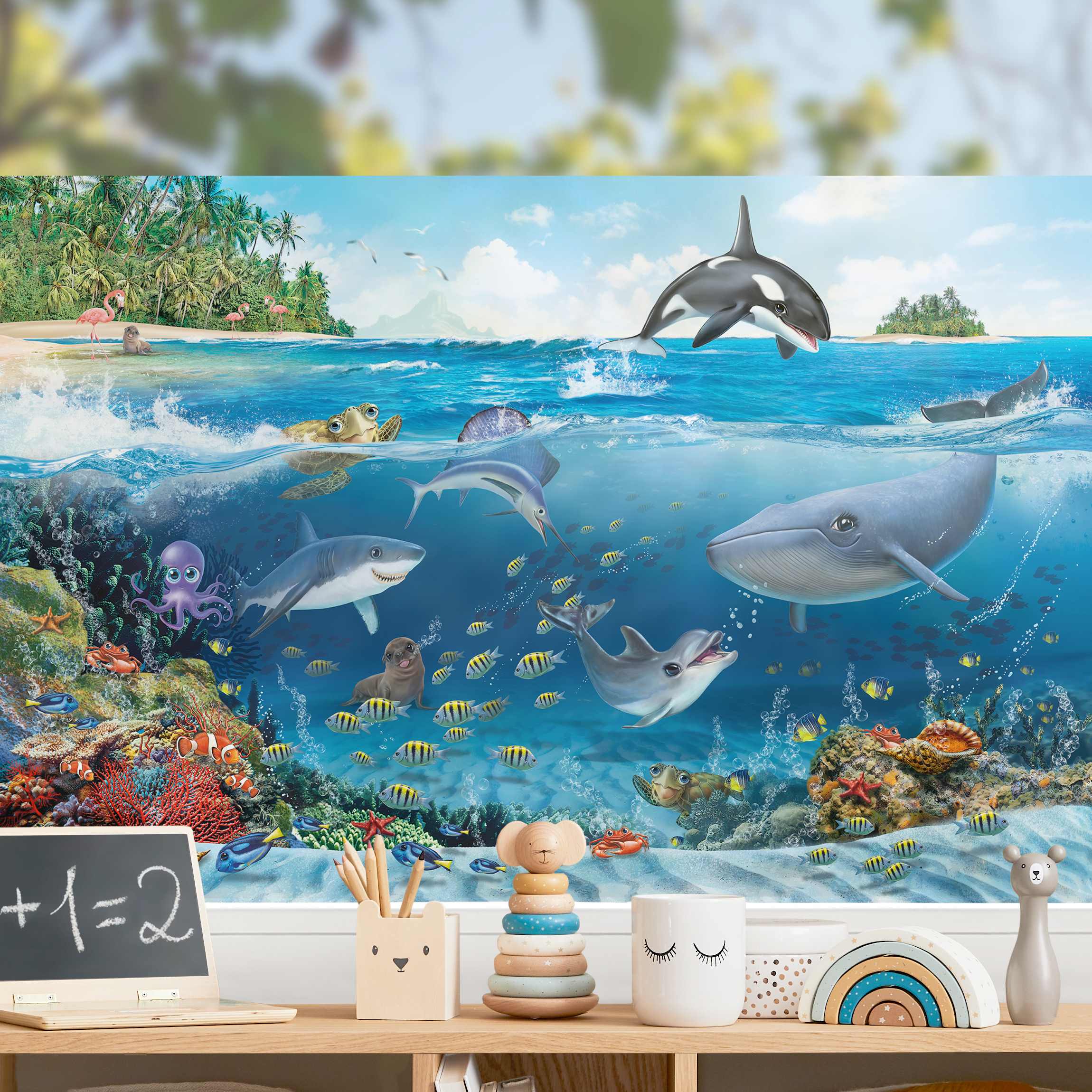 Fensterfolie Unterwasserwelt mit Tieren