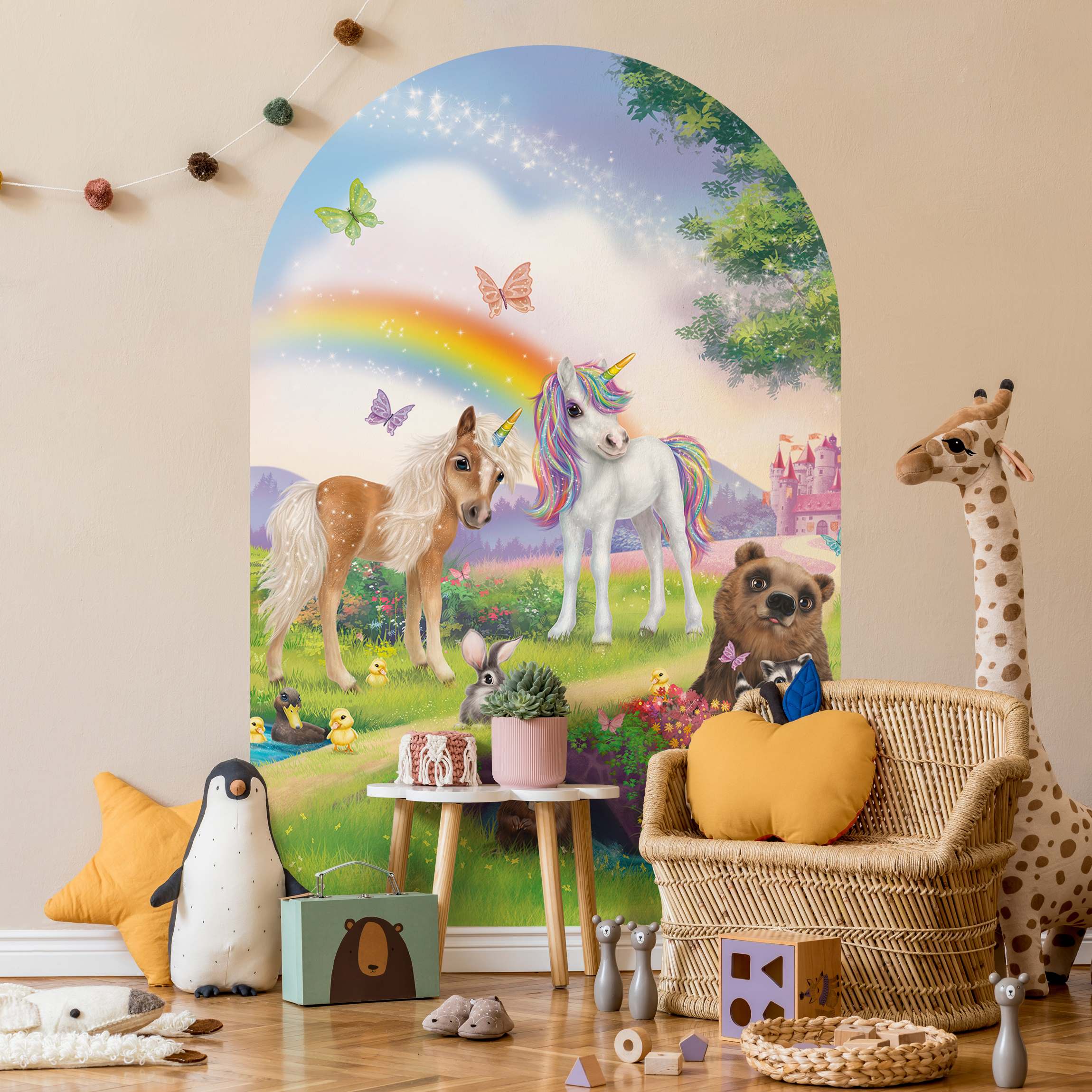 Rundbogen Tapete Animal Club International - Zauberwald mit Einhorn