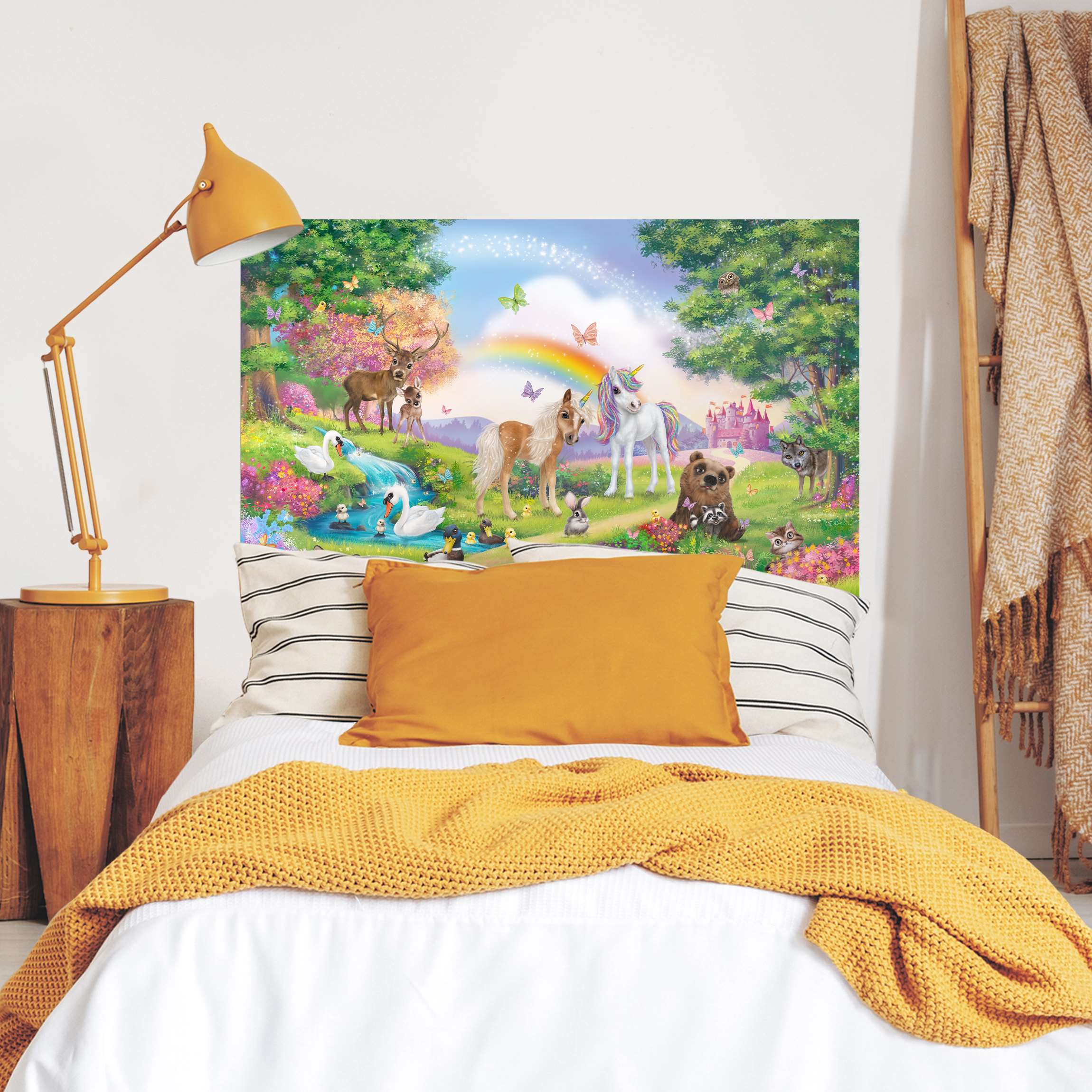 Kopfteil Bett Animal Club International - Zauberwald mit Einhorn