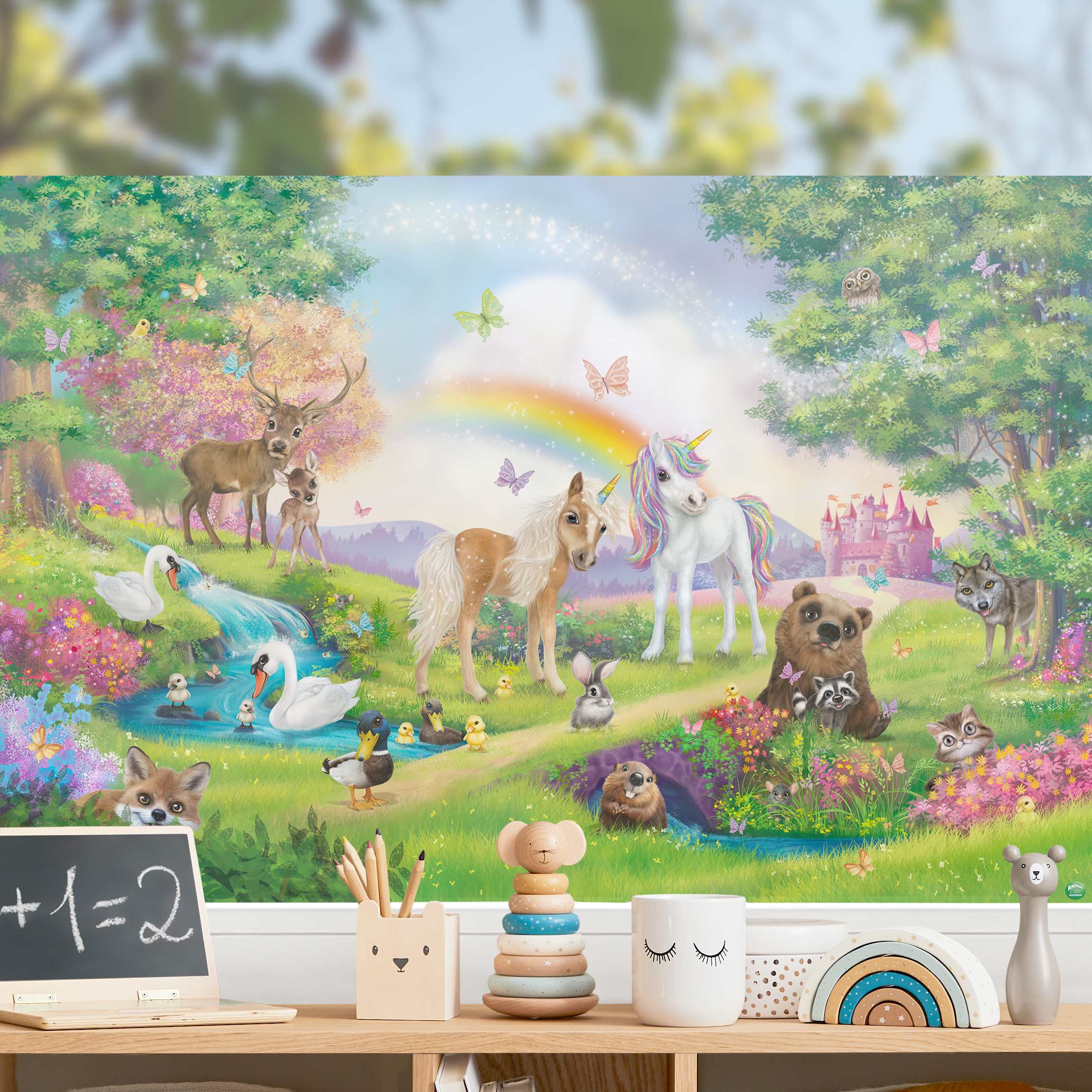 Fensterfolie Animal Club International - Zauberwald mit Einhorn