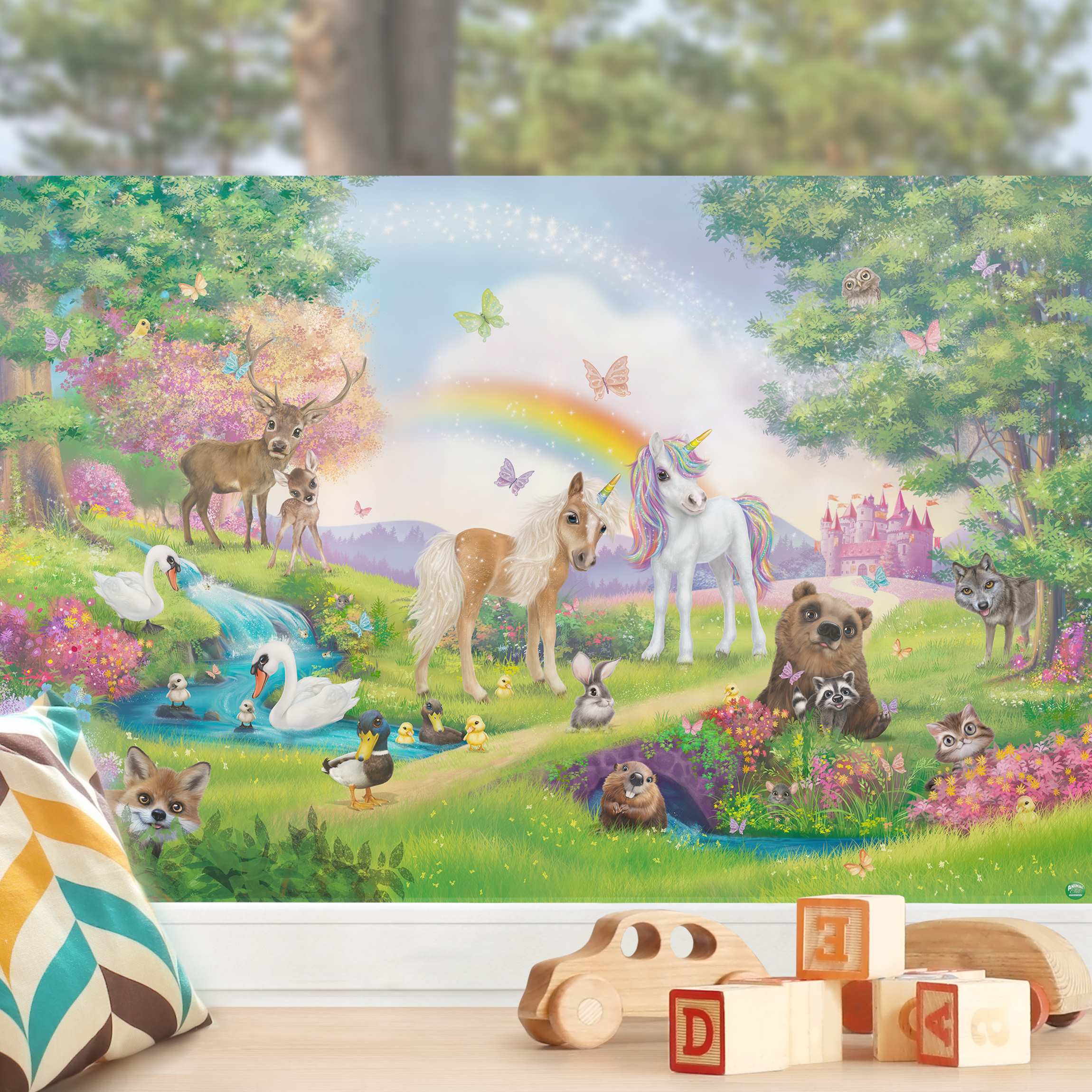 Fensterfolie Animal Club International - Zauberwald mit Einhorn