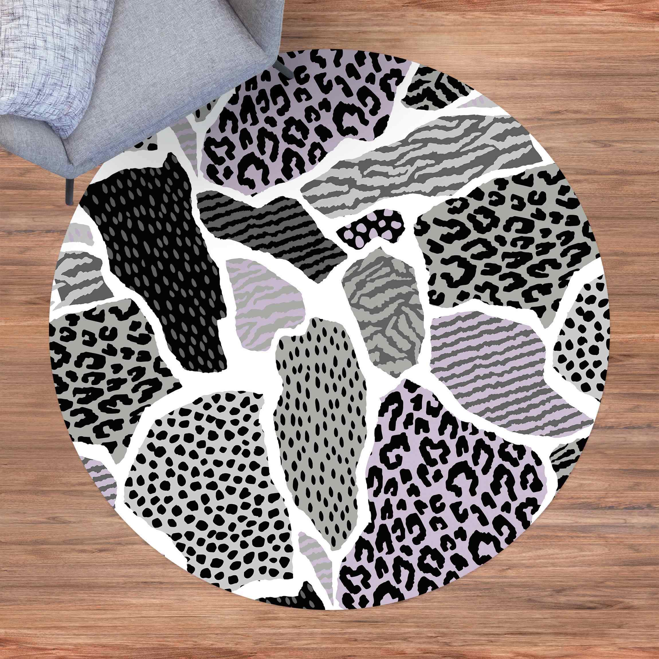 Runder Vinyl-Teppich Animalprint Zebra Tiger Leopard Europa