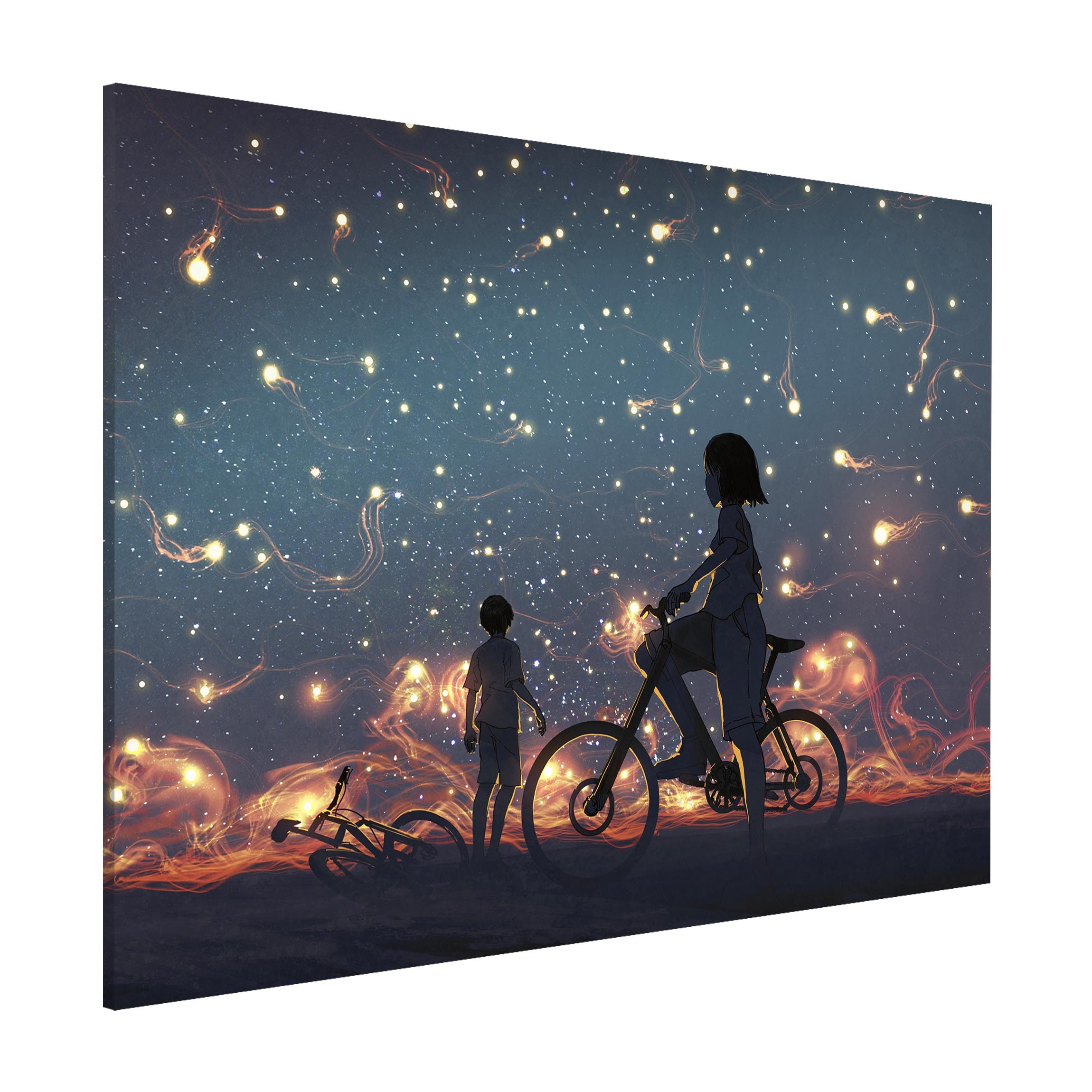 Magnettafel Anime Zeichnung Lichter auf dem Fahrrad