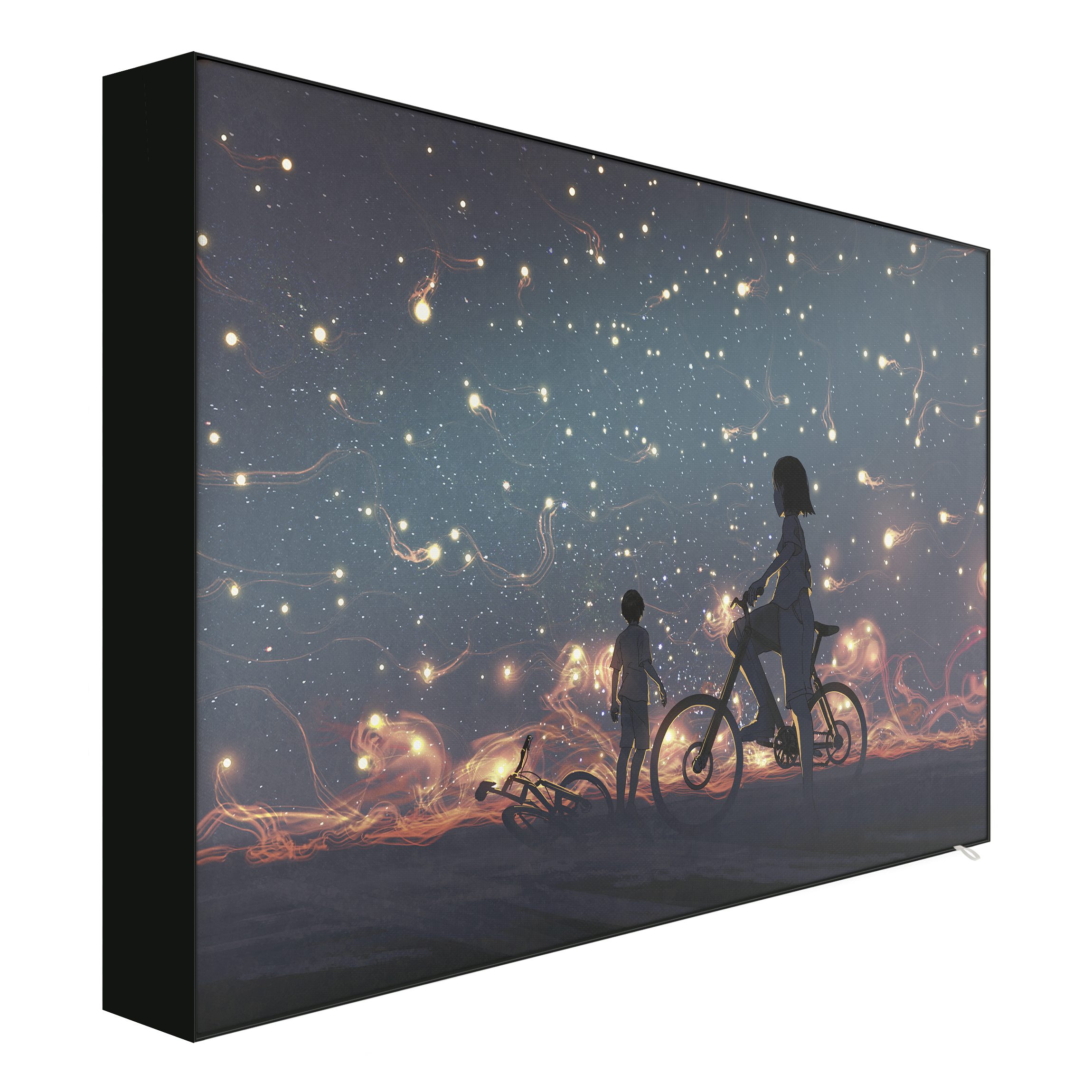 Akustik-Wechselbild Anime Zeichnung Lichter auf dem Fahrrad