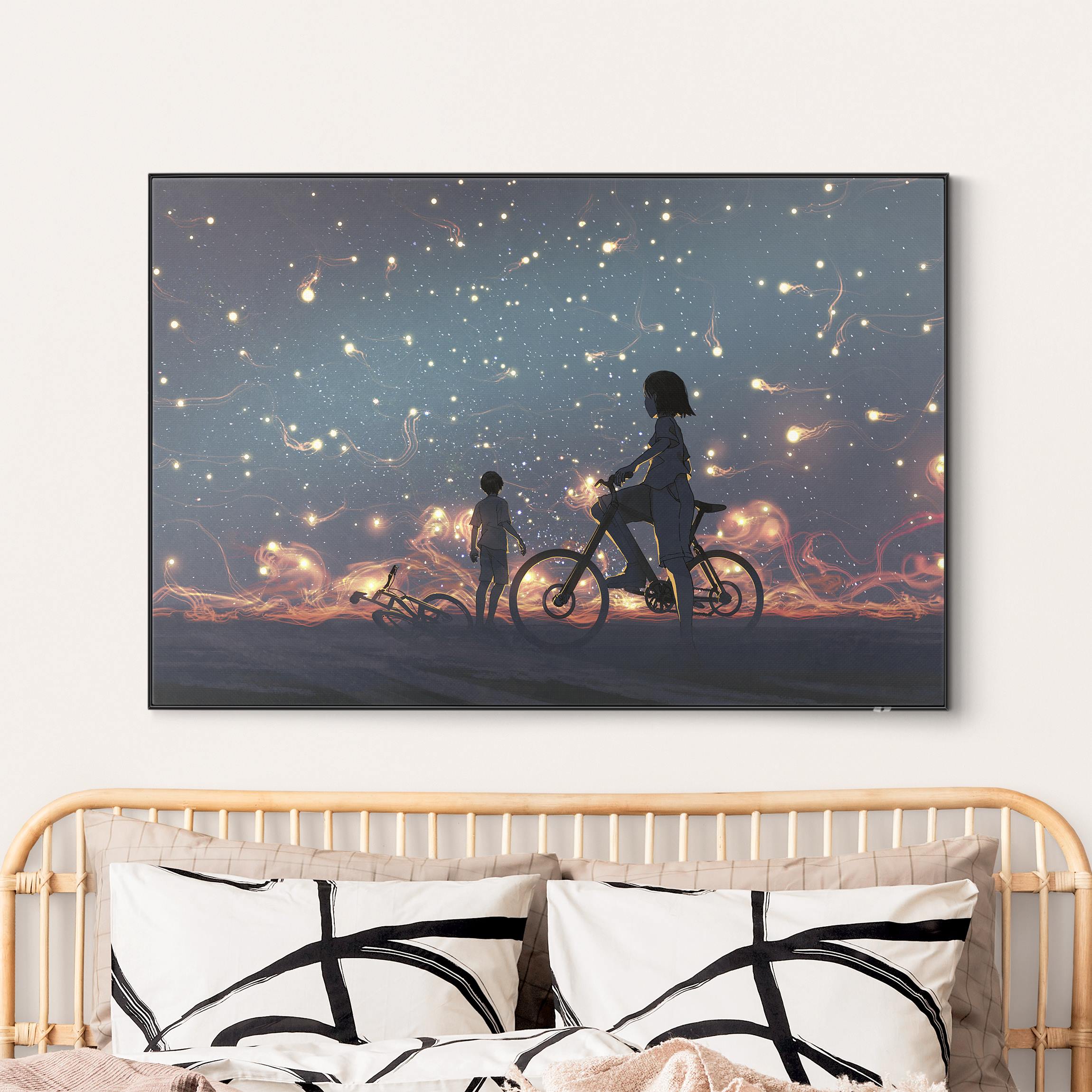 Wechselbild Anime Zeichnung Lichter auf dem Fahrrad