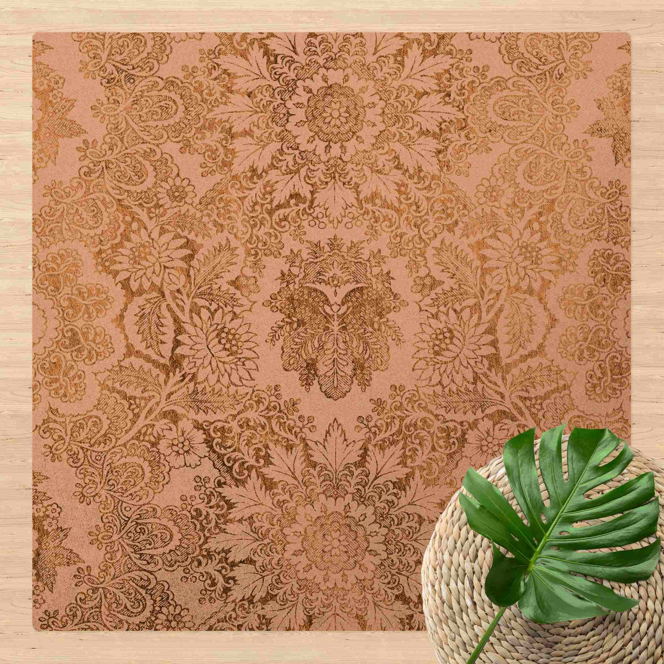 Kork-Teppich Antike Barocktapete in Gold