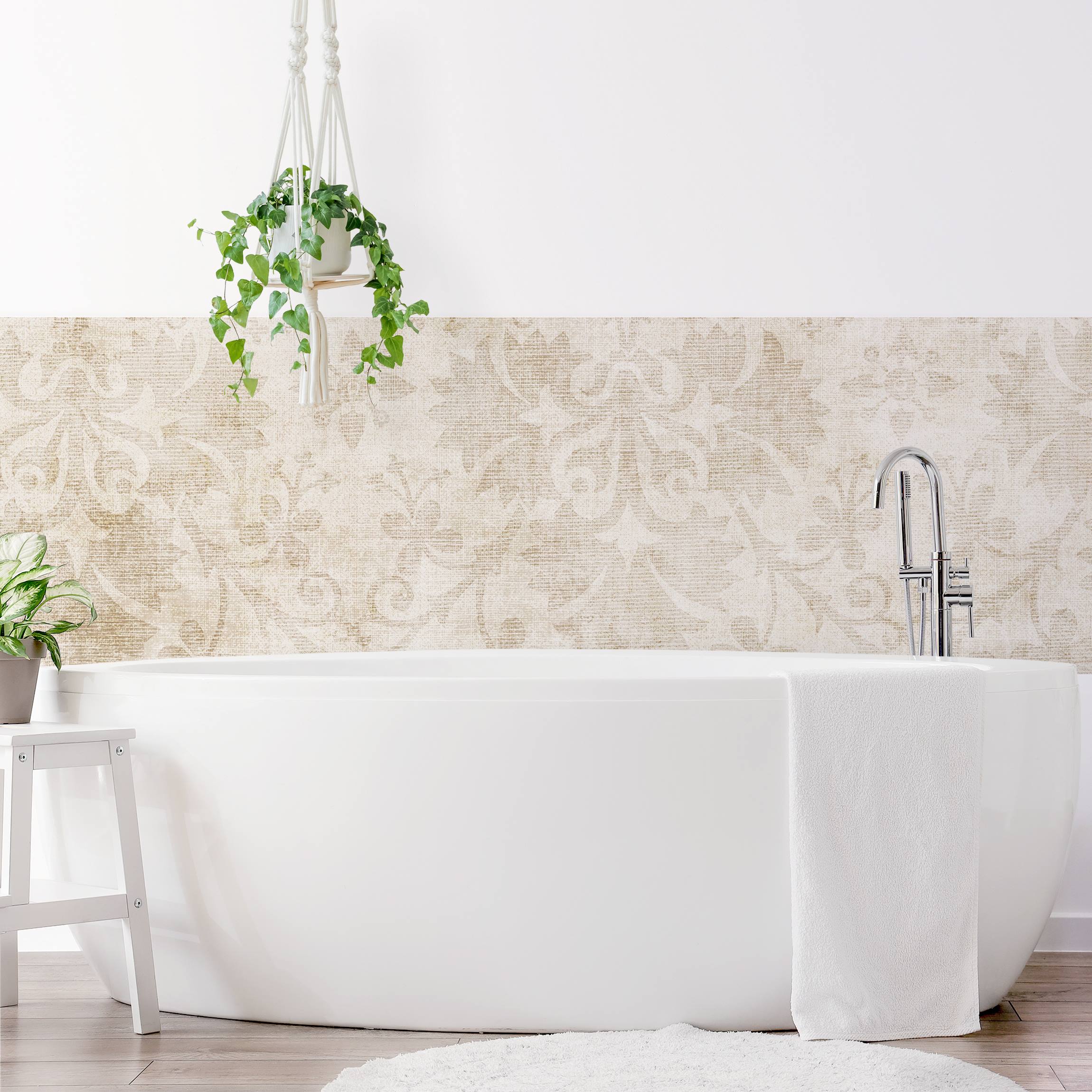 Wandverkleidung Bad Antiker Damast