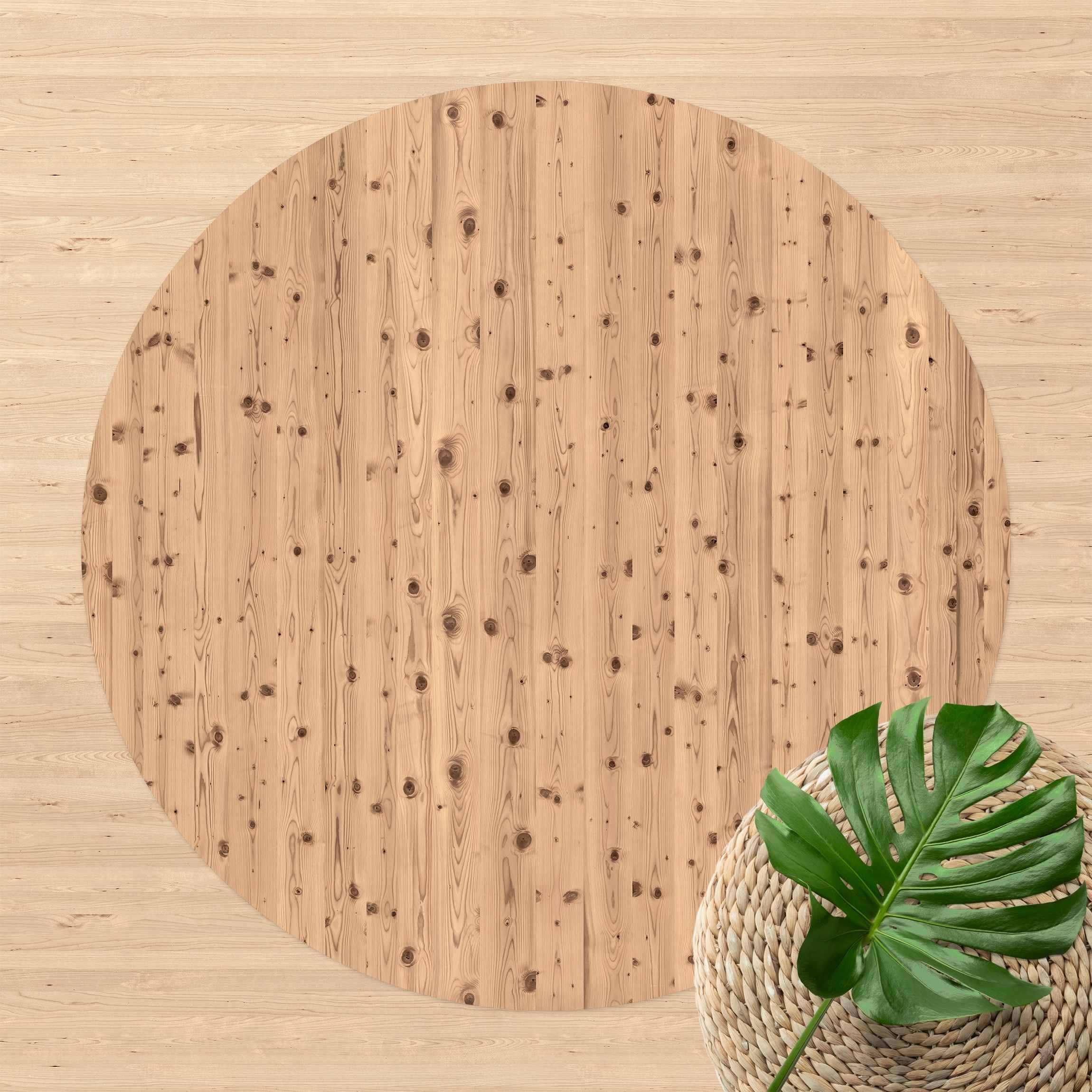 Runder Vinyl-Teppich Antique Whitewood