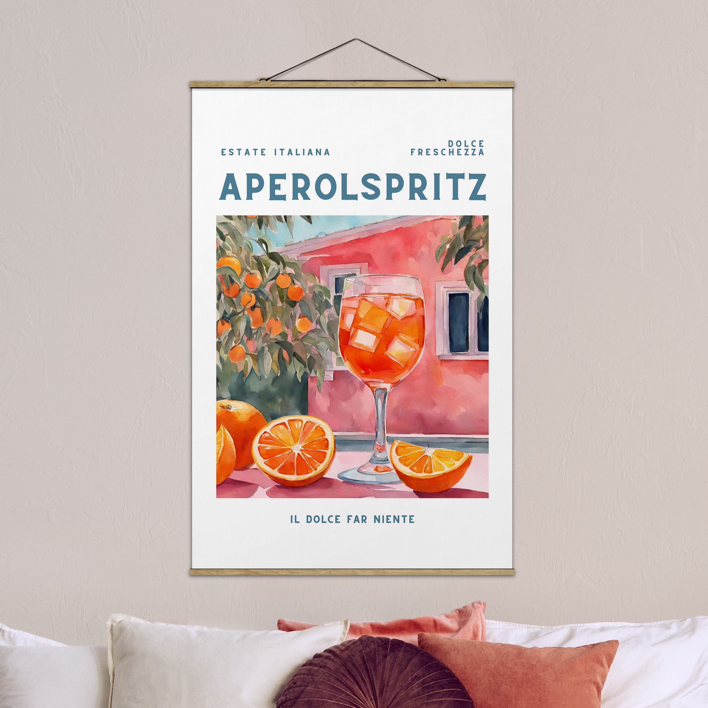 Stoffbild mit Posterleisten Aperol Spritz - Il dolce far niente