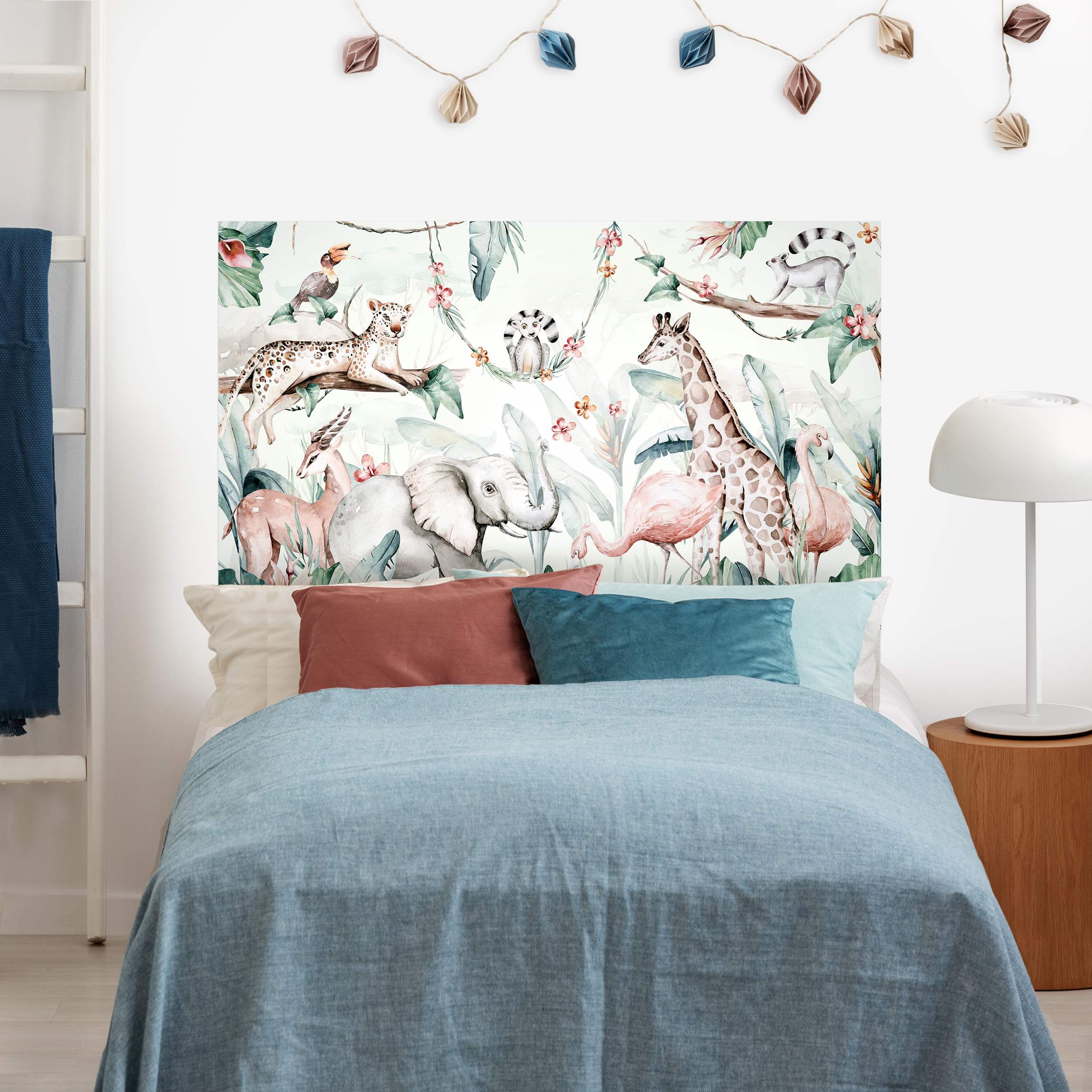 Kopfteil Bett Aquarell Afrika Tiere