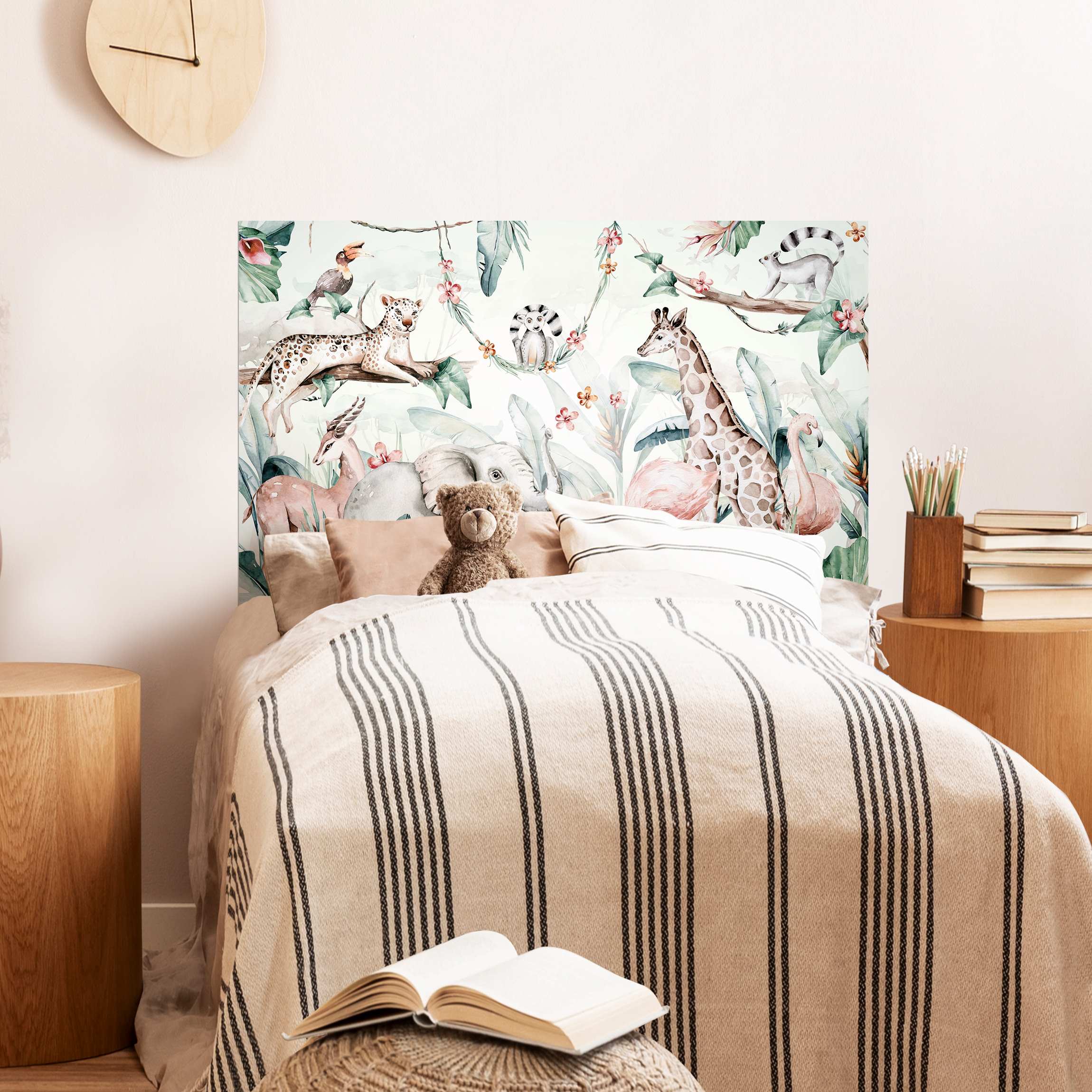 Kopfteil Bett Aquarell Afrika Tiere